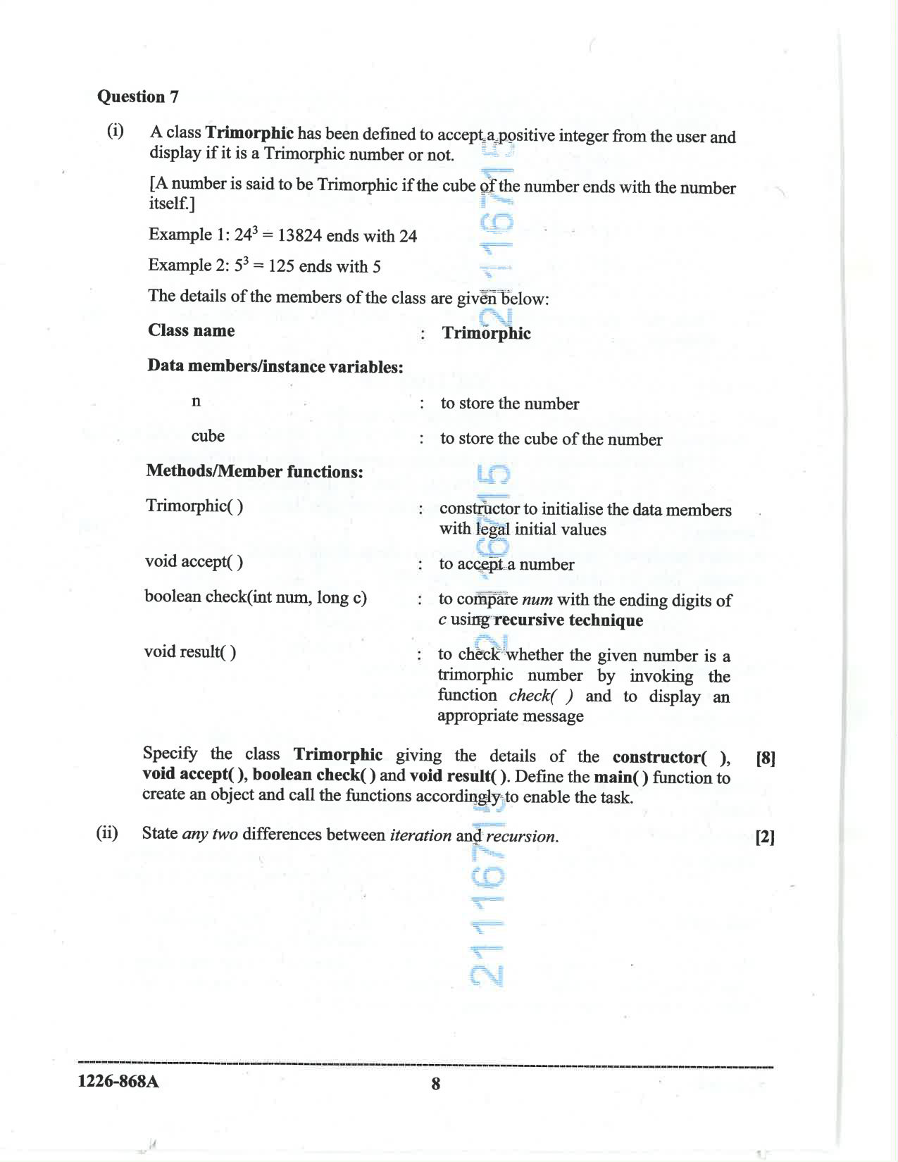 ISC 2026 Computer Science Question Paper for Class 12 — page 8