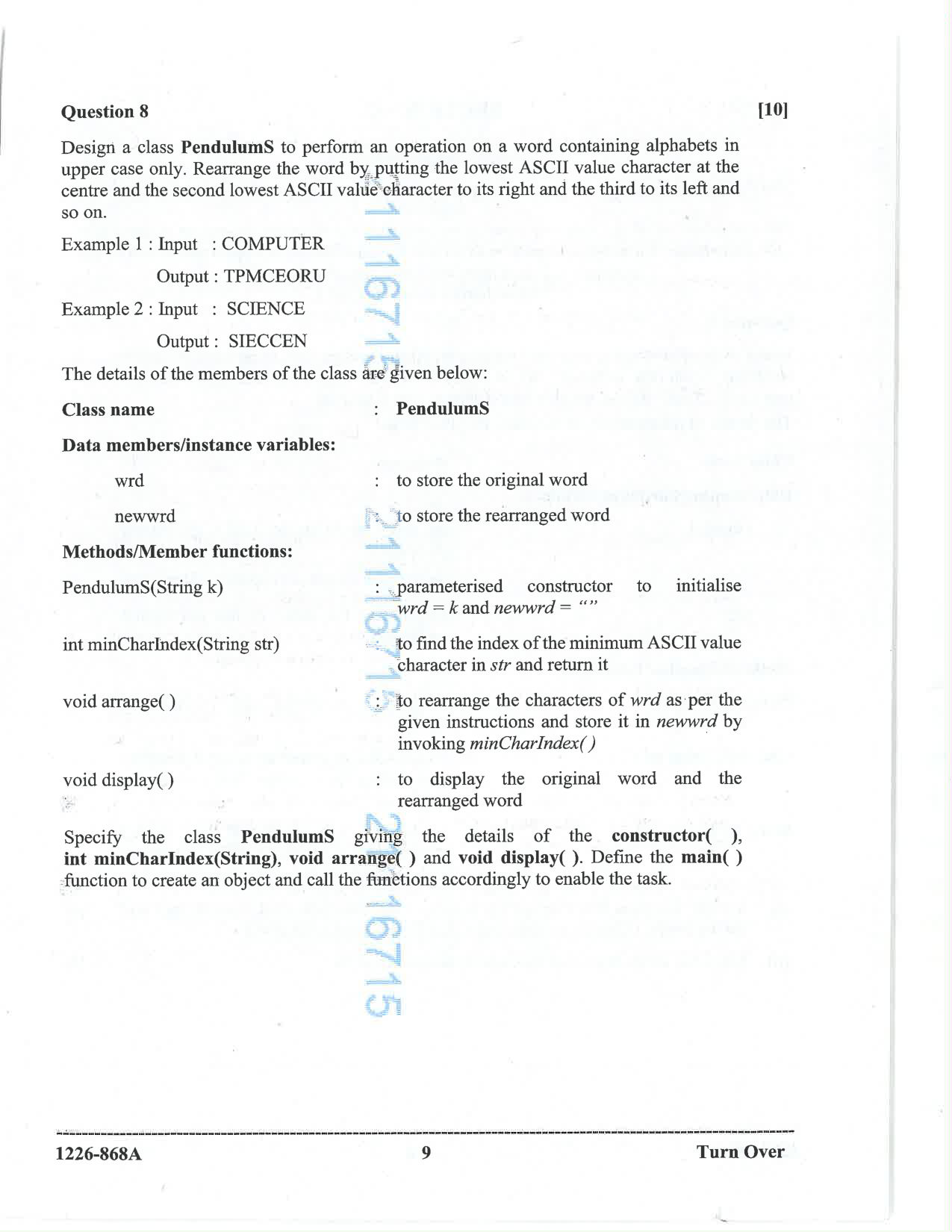 ISC 2026 Computer Science Question Paper for Class 12 — page 9