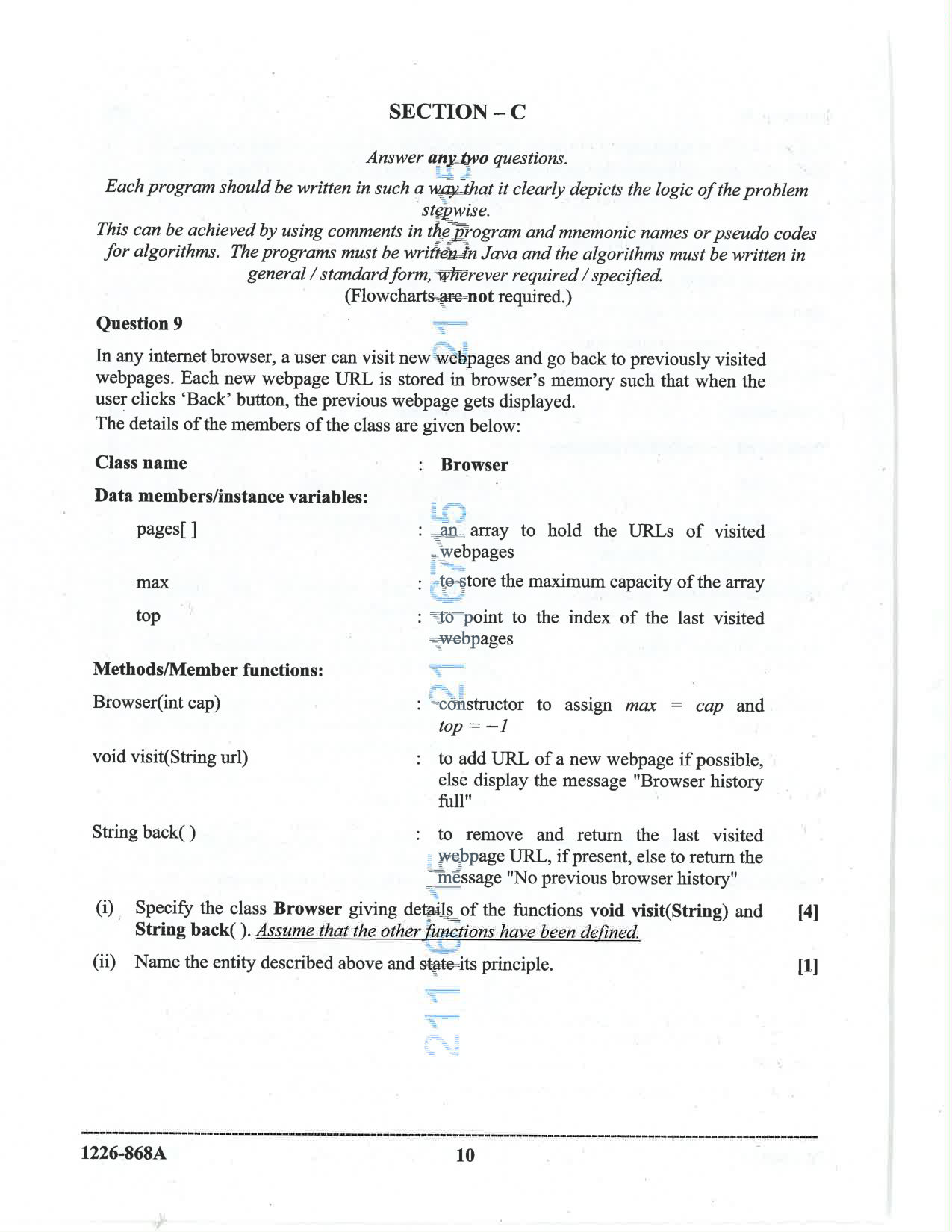 ISC 2026 Computer Science Question Paper for Class 12 — page 10