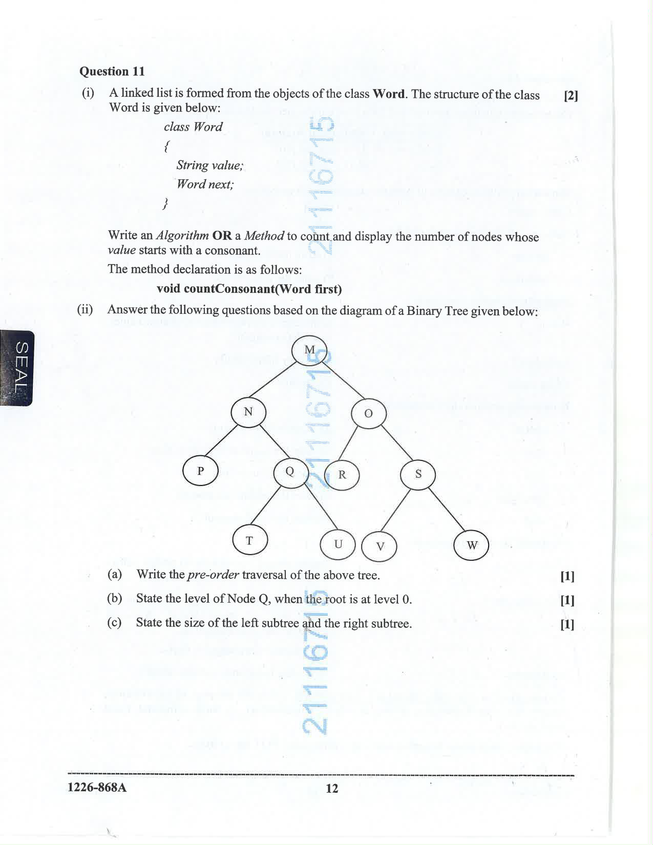 ISC 2026 Computer Science Question Paper for Class 12 — page 12