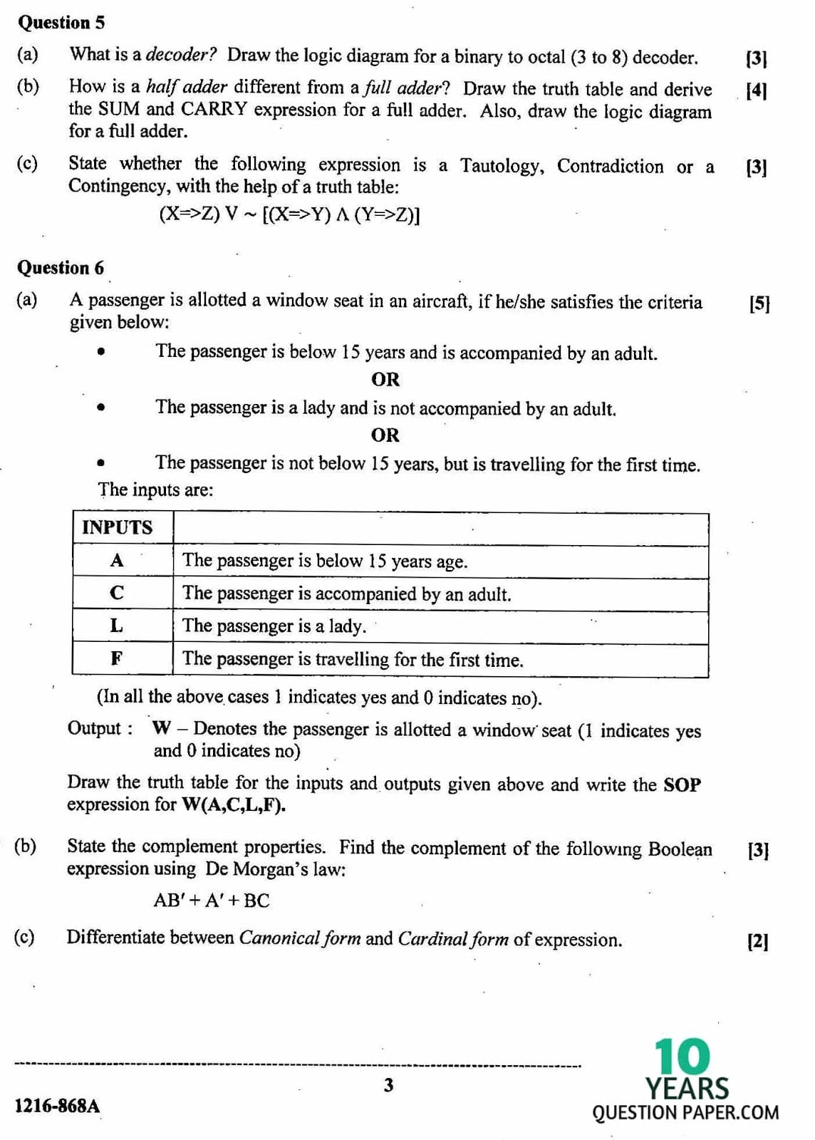 ISC Class 12 Computer Science 2016 Question Paper