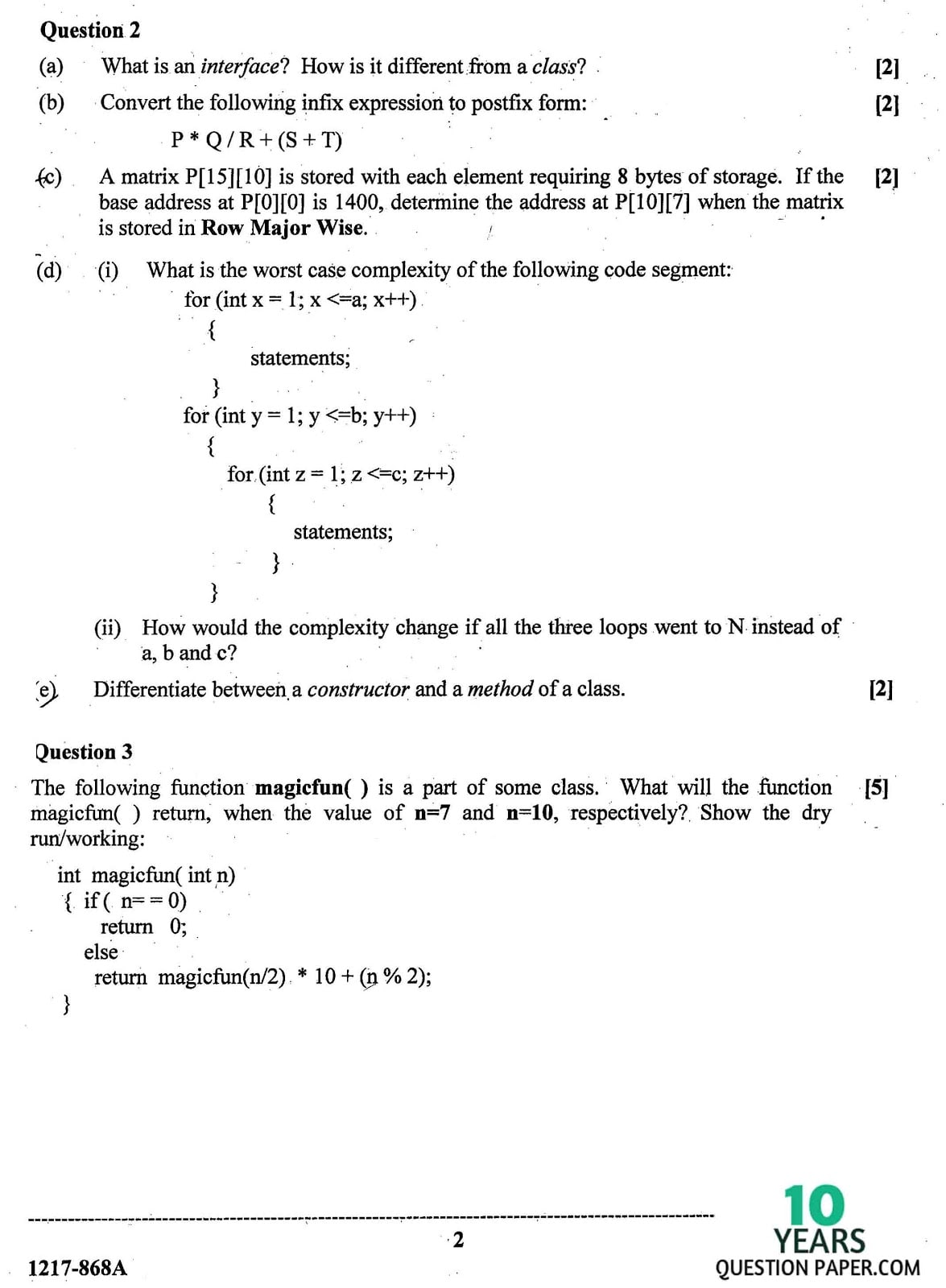 ISC Class 12 Computer Science 2017 Question Paper