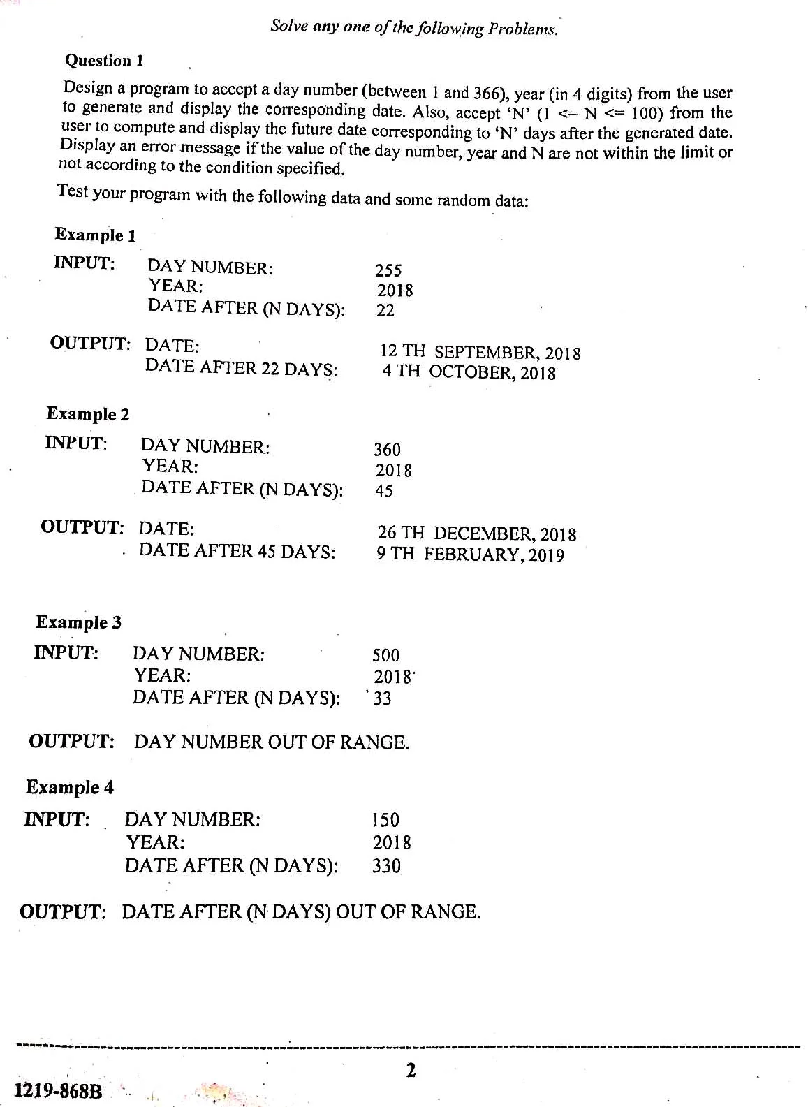 ISC Class 12 Computer Science Practical 2019 Question Paper