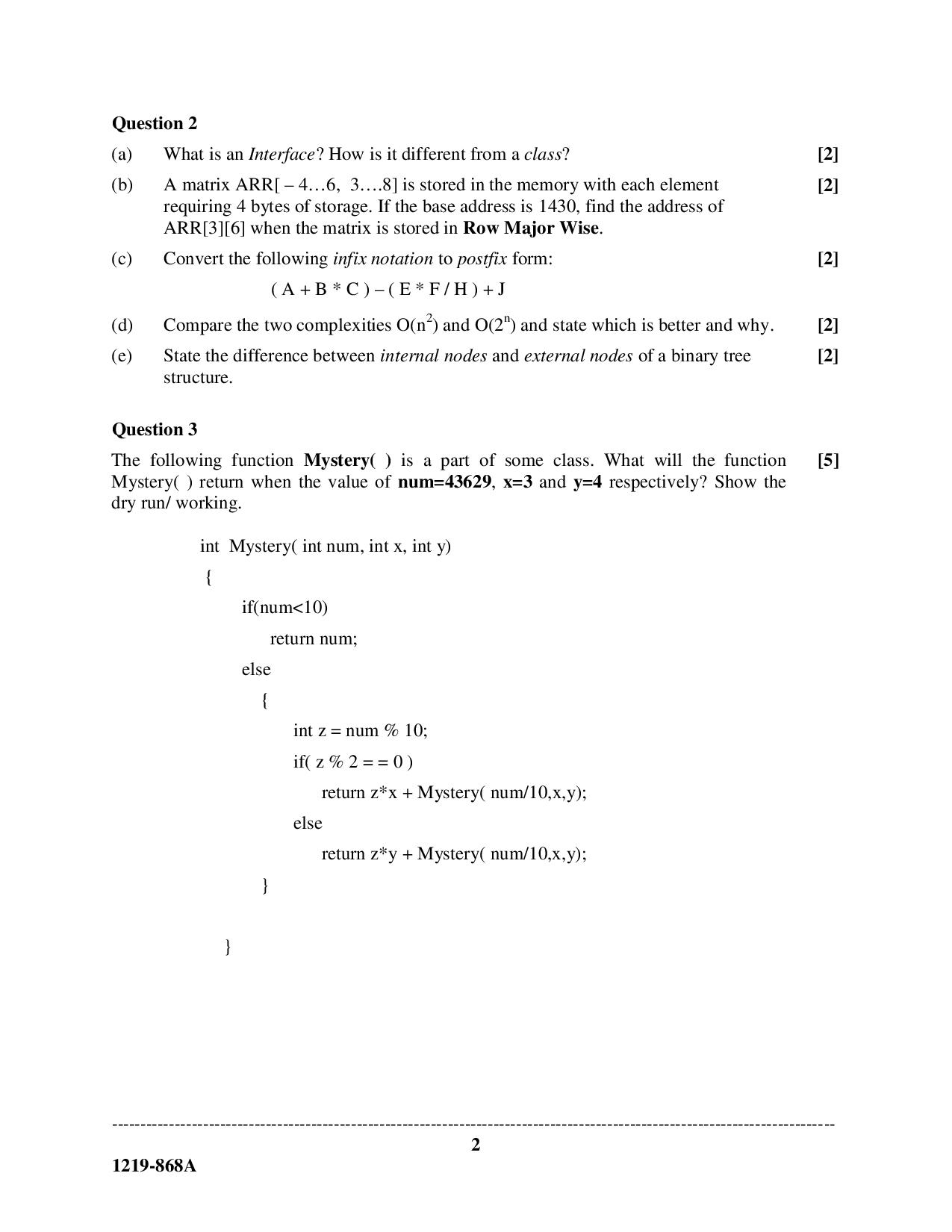 ISC Class 12 Computer Science 2019 Question Paper