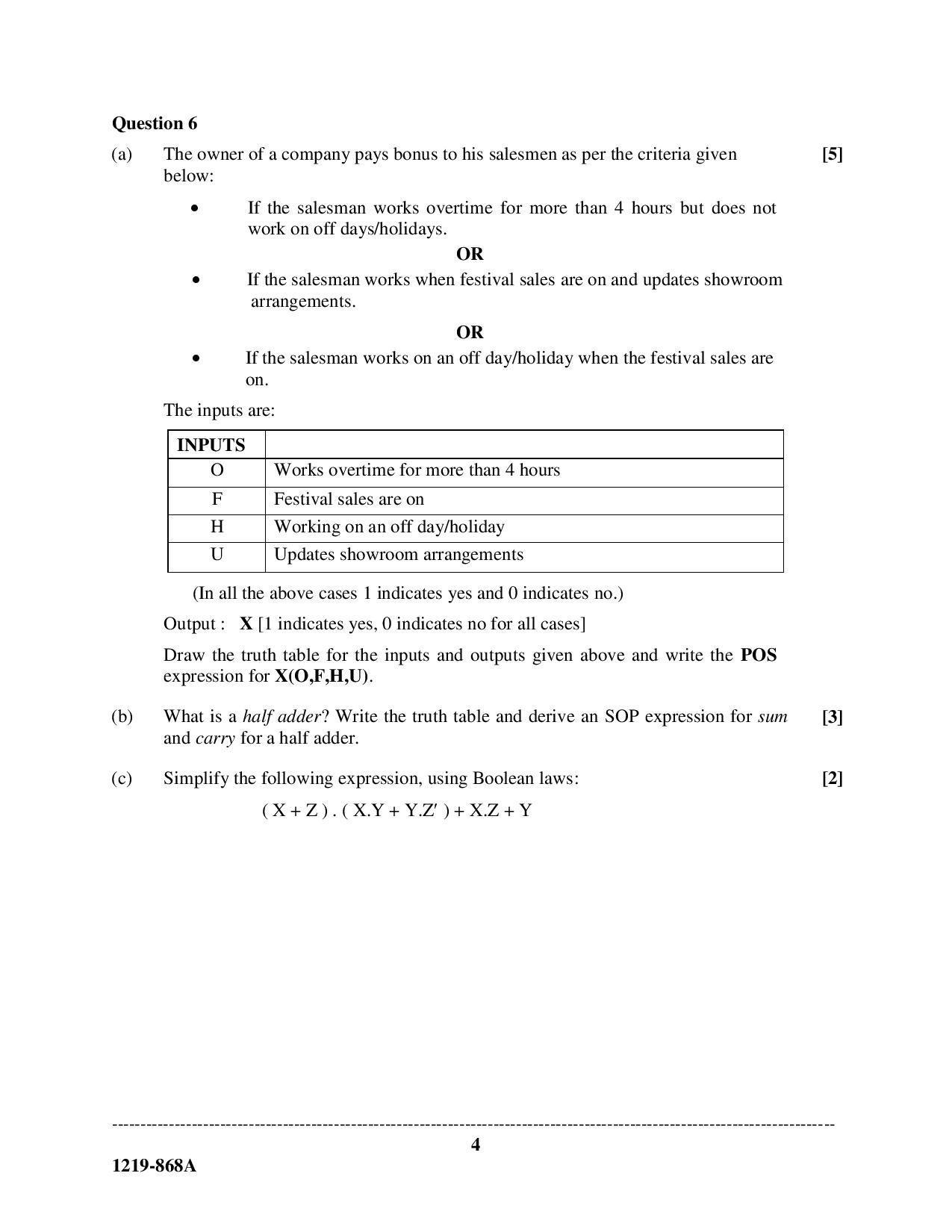 ISC Class 12 Computer Science 2019 Question Paper