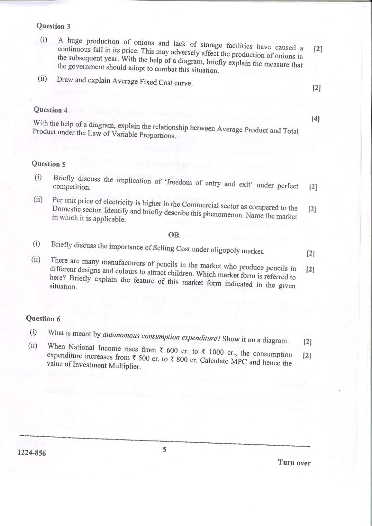 ISC 2024 Economics Question Paper for Class 12 — page 5
