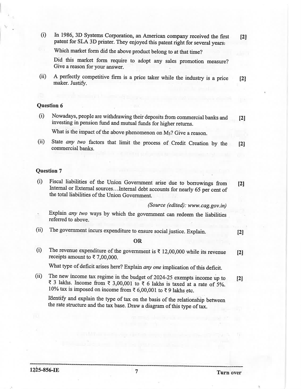ISC 2025 Economics Improvement Examination Question Paper for Class 12 — page 7