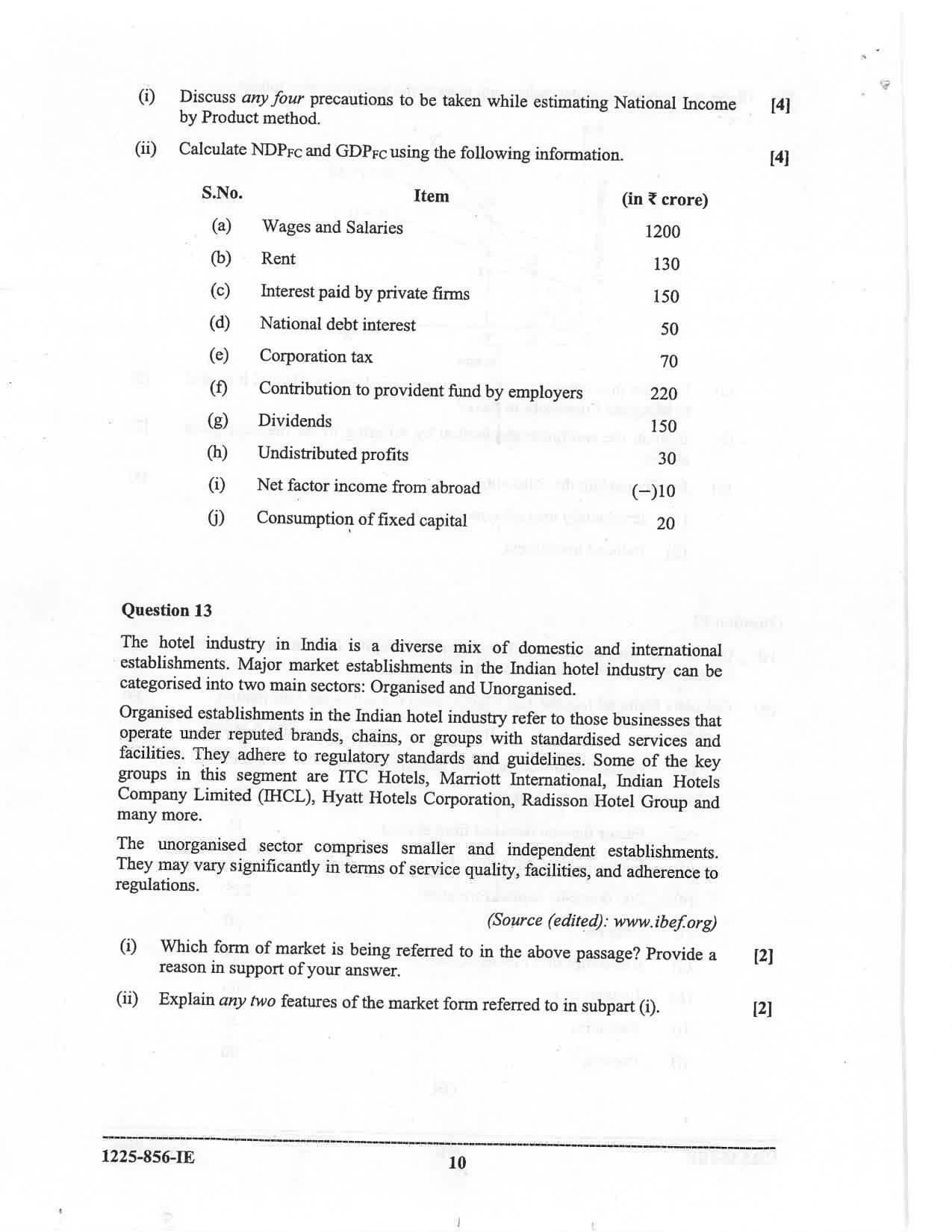 ISC 2025 Economics Improvement Examination Question Paper for Class 12 — page 10
