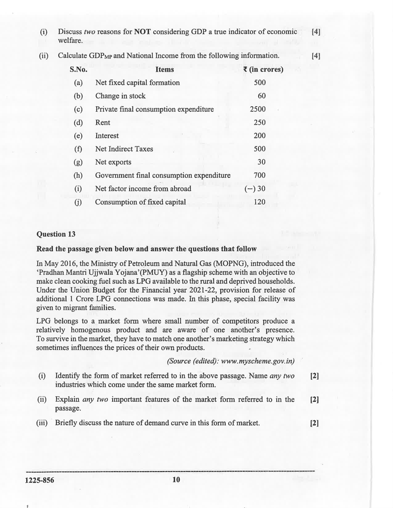 ISC 2025 Economics Question Paper for Class 12 — page 10