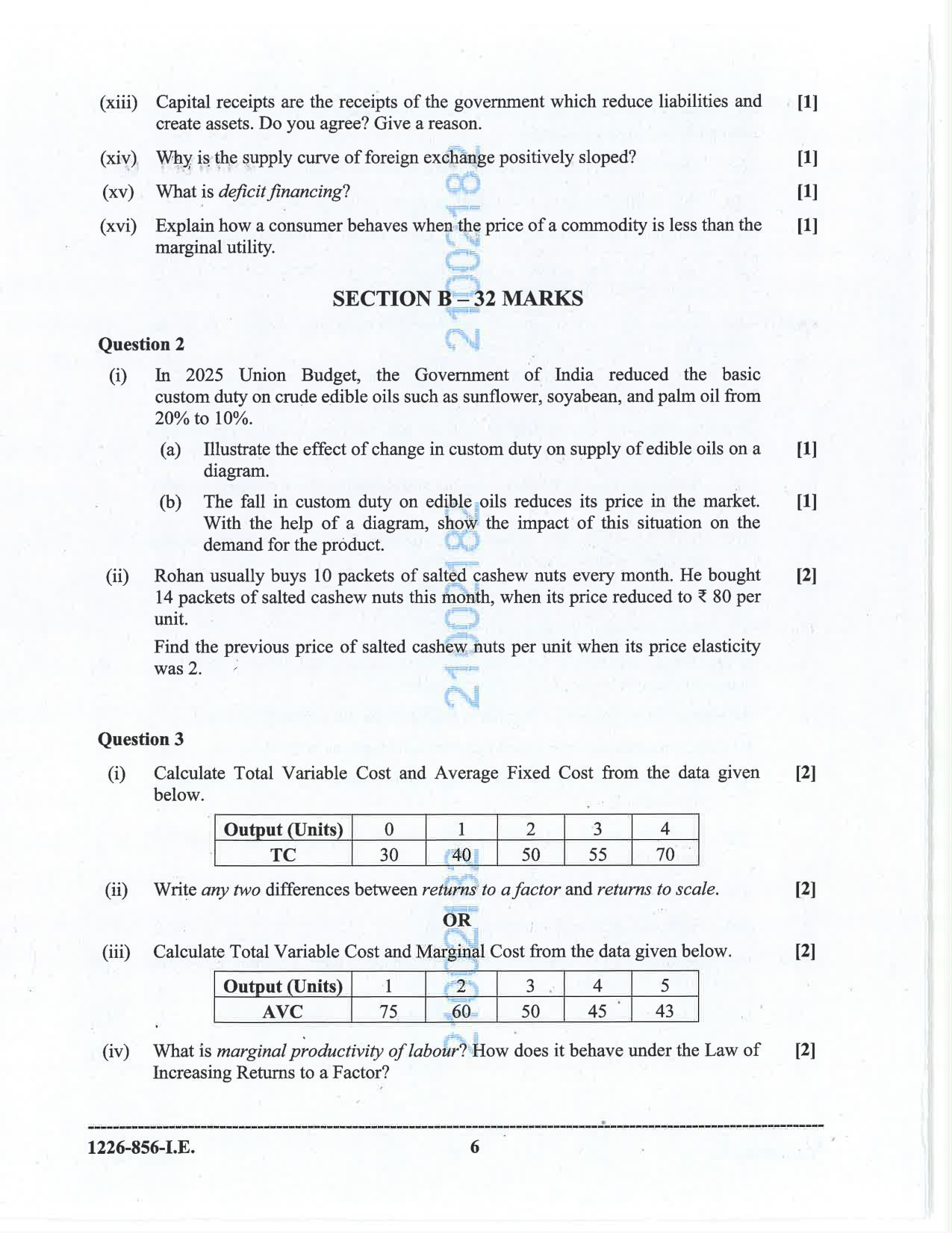 ISC 2026 Economics Improvement Examination Question Paper for Class 12 — page 6