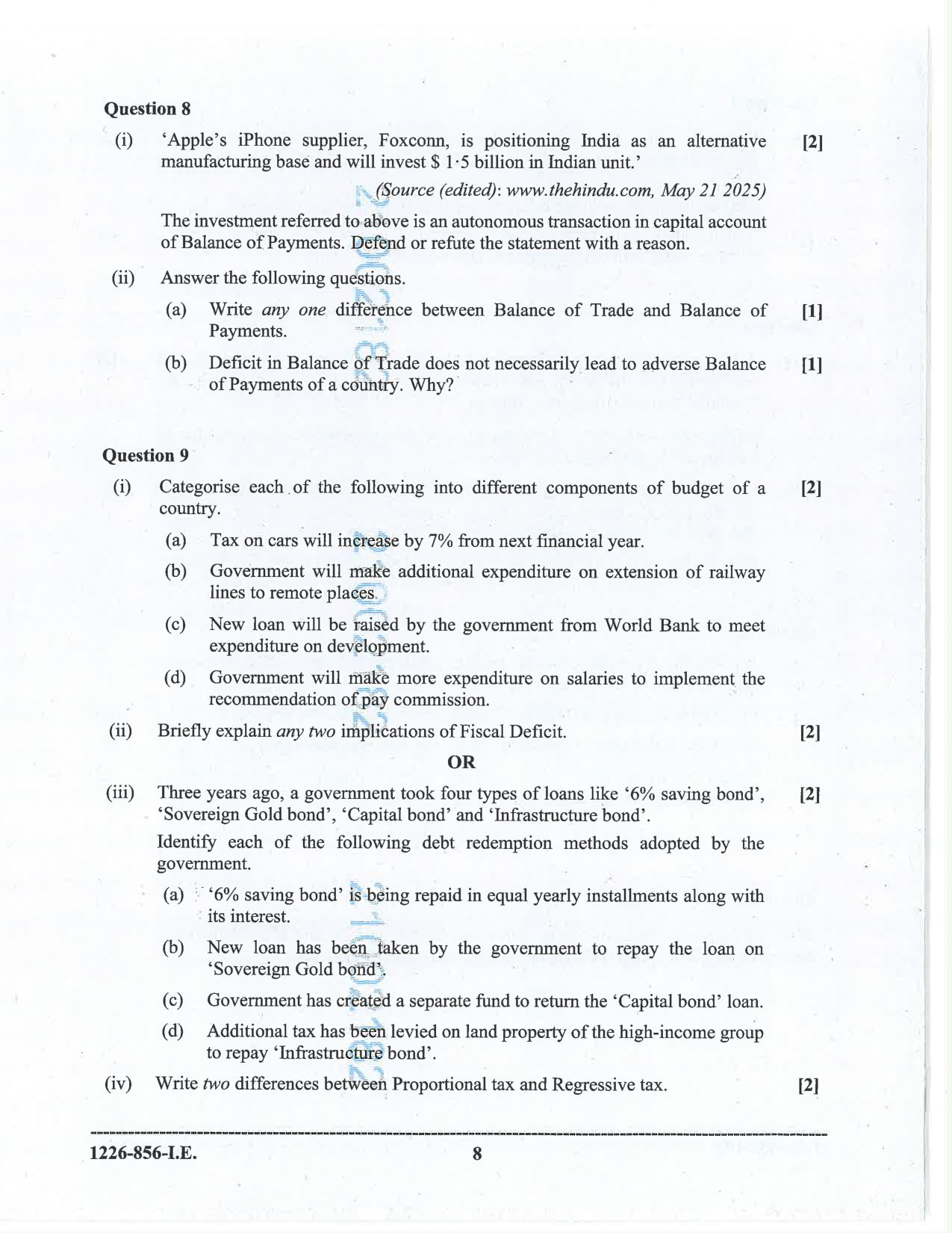 ISC 2026 Economics Improvement Examination Question Paper for Class 12 — page 8