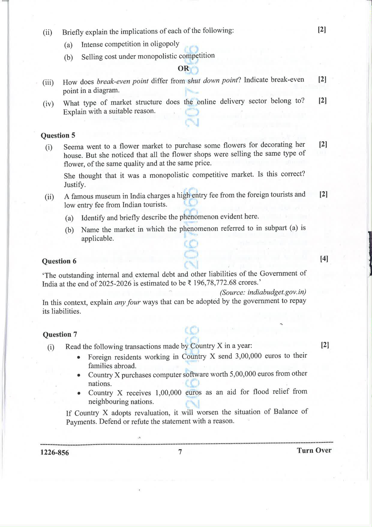 ISC 2026 Economics Question Paper for Class 12 — page 7