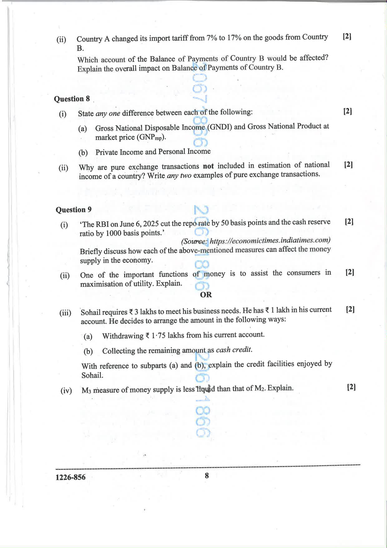 ISC 2026 Economics Question Paper for Class 12 — page 8