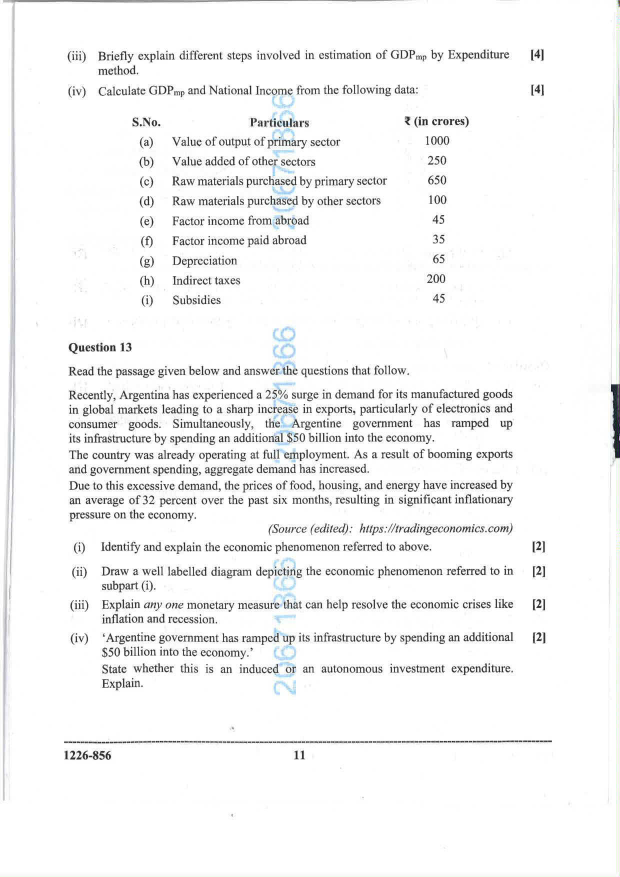 ISC 2026 Economics Question Paper for Class 12 — page 11