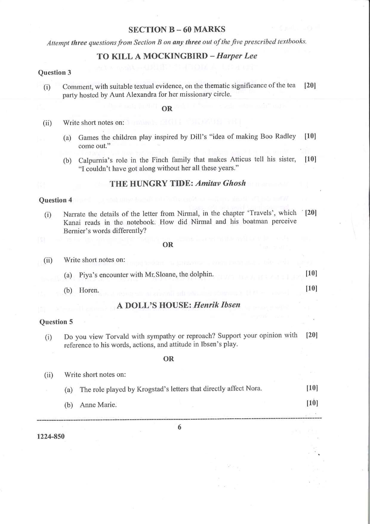 ISC 2024 Elective English Question Paper for Class 12 — page 6