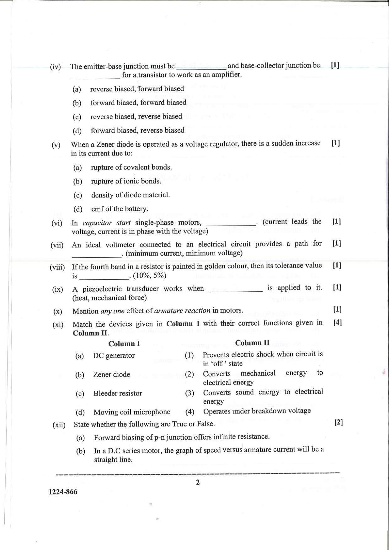 ISC 2024 Electricity and Electronics Question Paper for Class 12 — page 2
