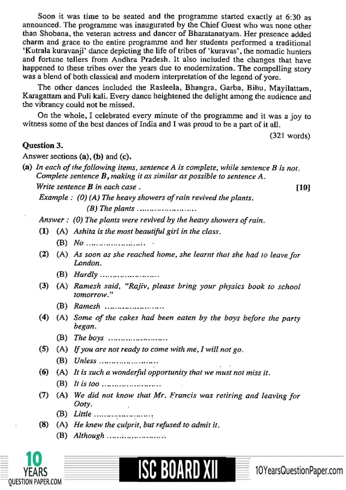 ISC Class 12 English Language 2018 Solved Paper