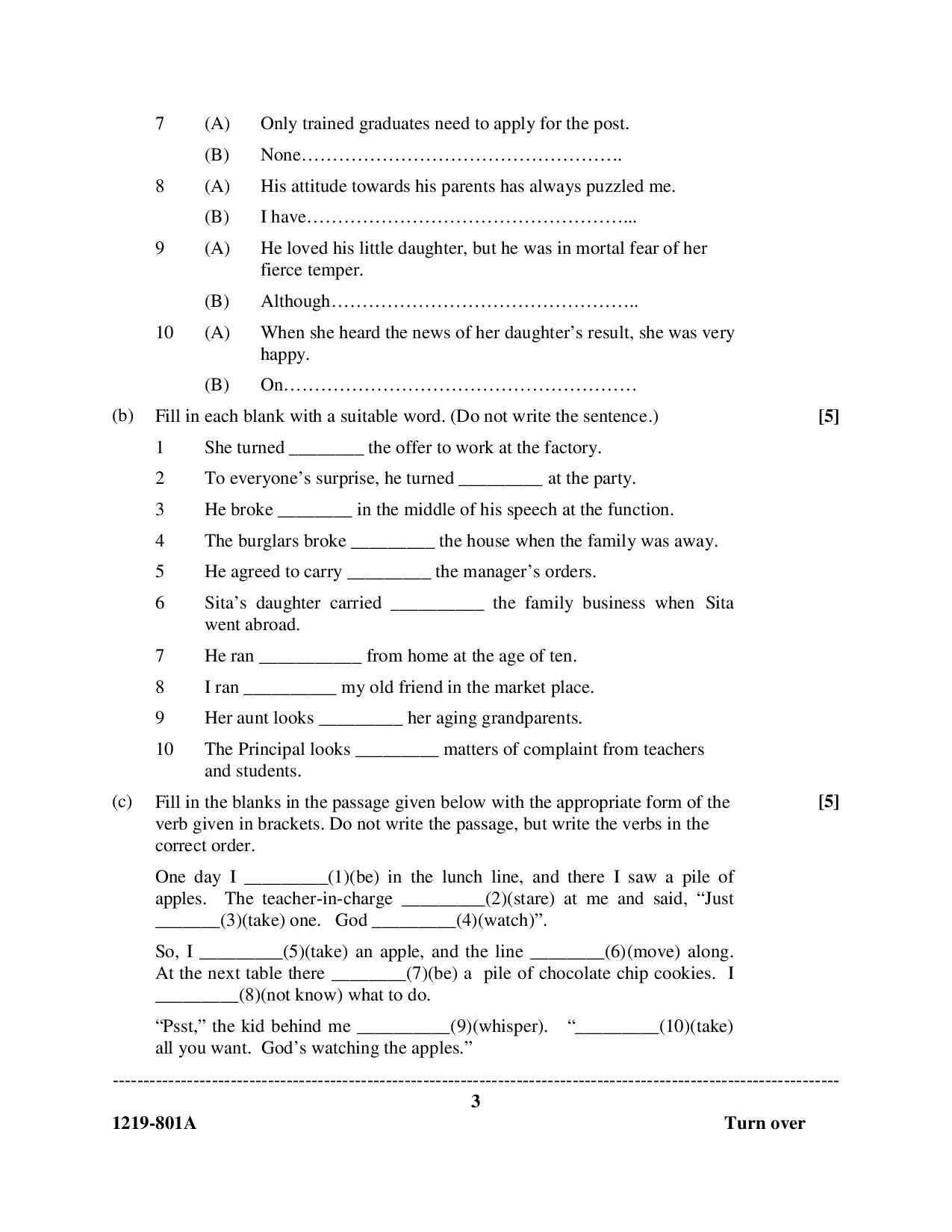 ISC Class 12 English Language 2019 Question Paper