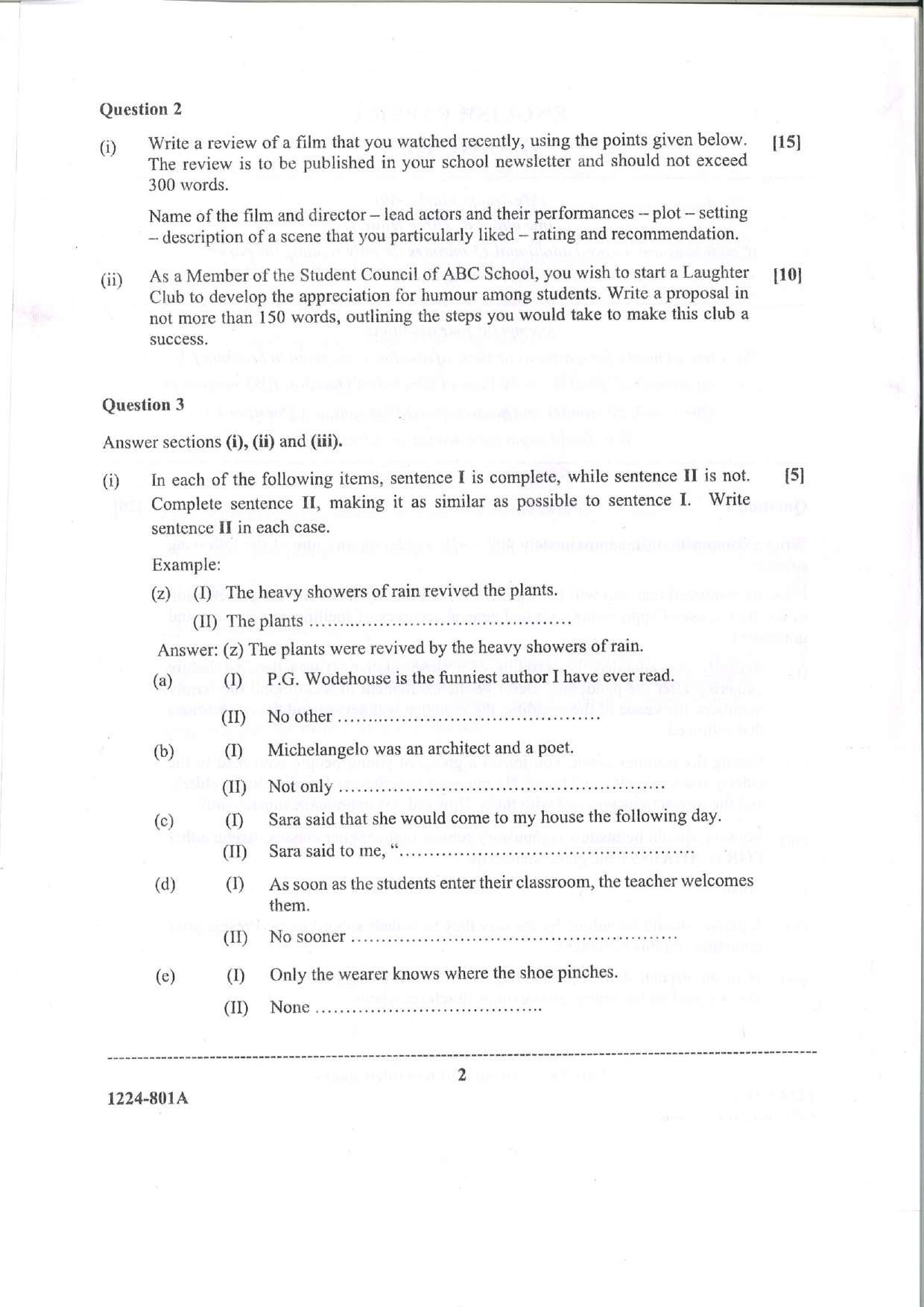 ISC 2024 English Language Question Paper for Class 12 — page 2