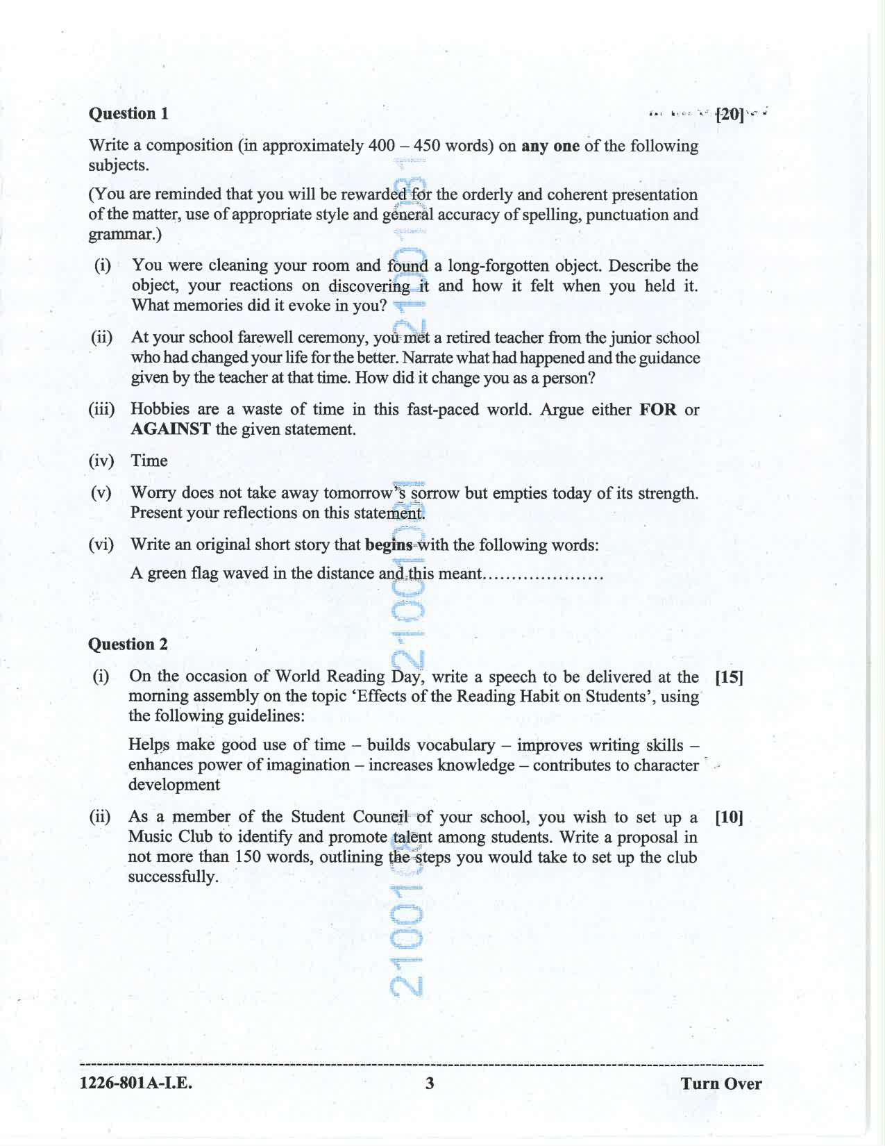 ISC 2026 English Language Improvement Examination Question Paper for Class 12 — page 3