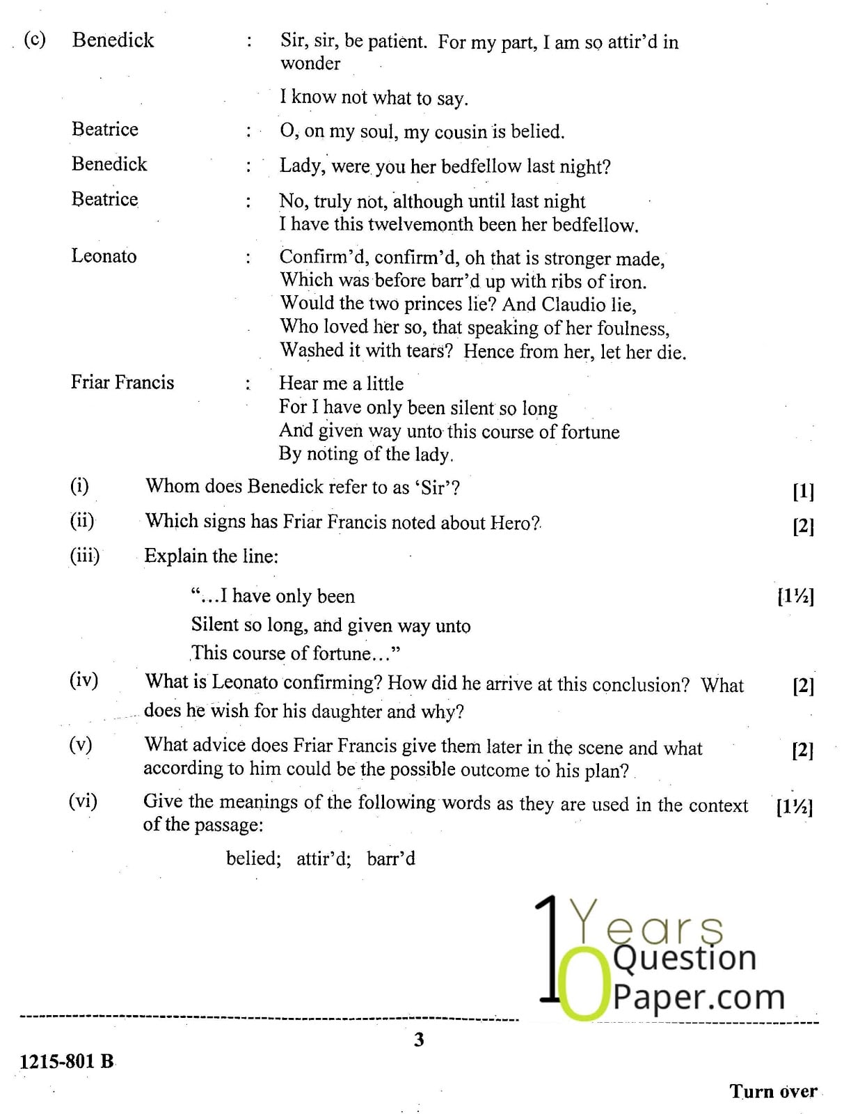 ISC Class 12 English Literature 2015 Question Paper