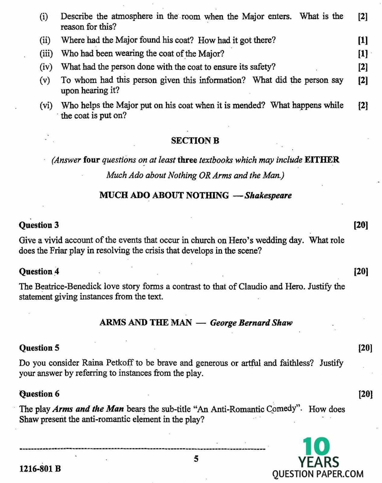 ISC Class 12 English Literature 2016 Question Paper
