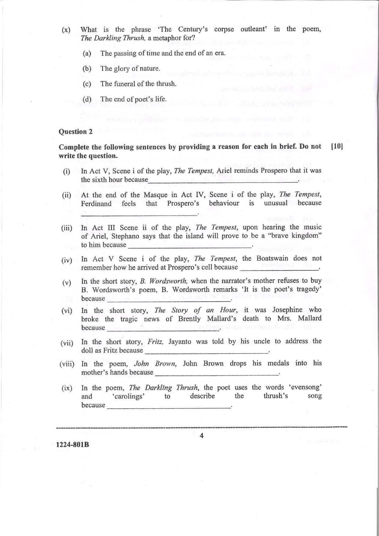 ISC 2024 English Literature Question Paper for Class 12 — page 4