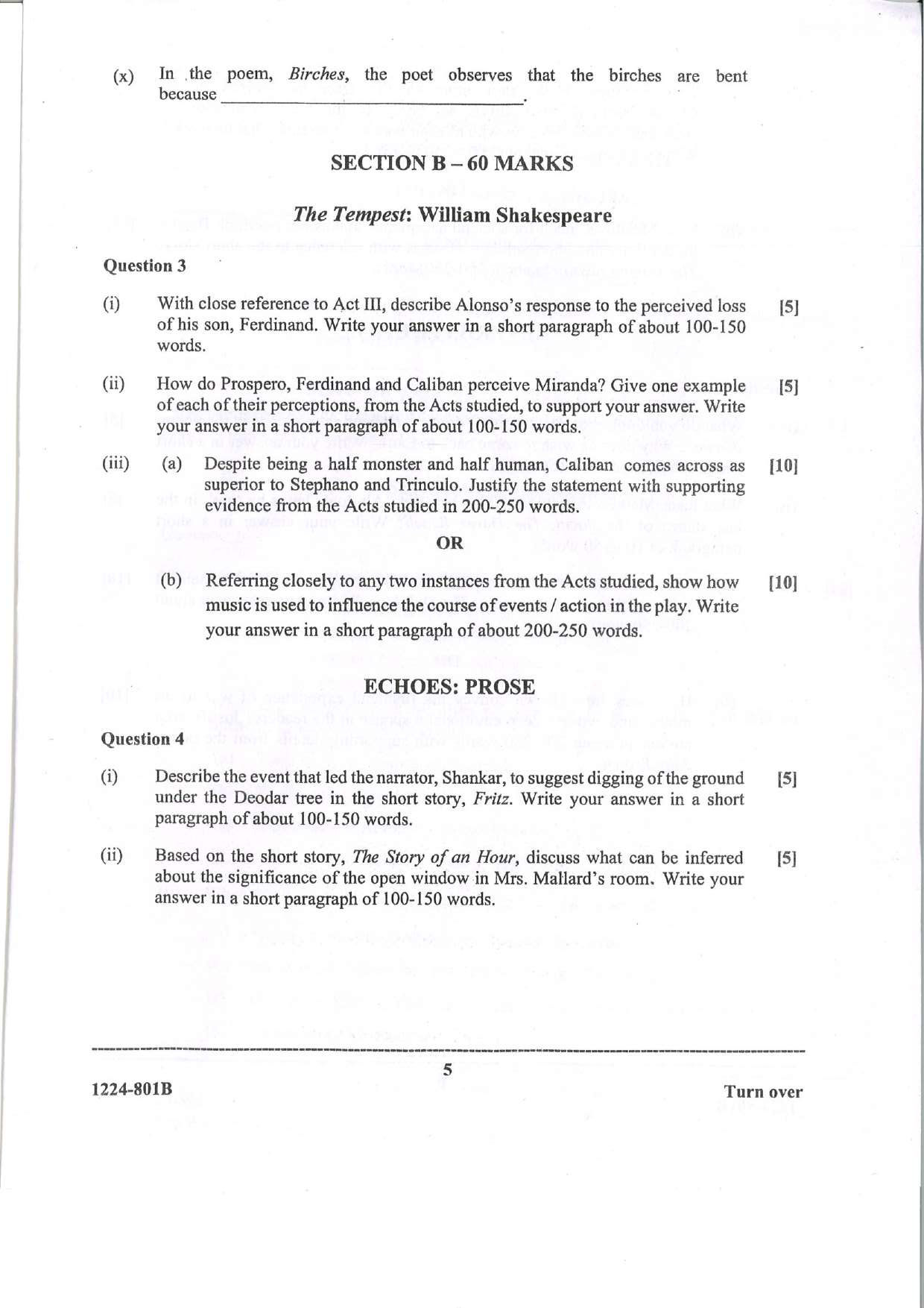 ISC 2024 English Literature Question Paper for Class 12 — page 5