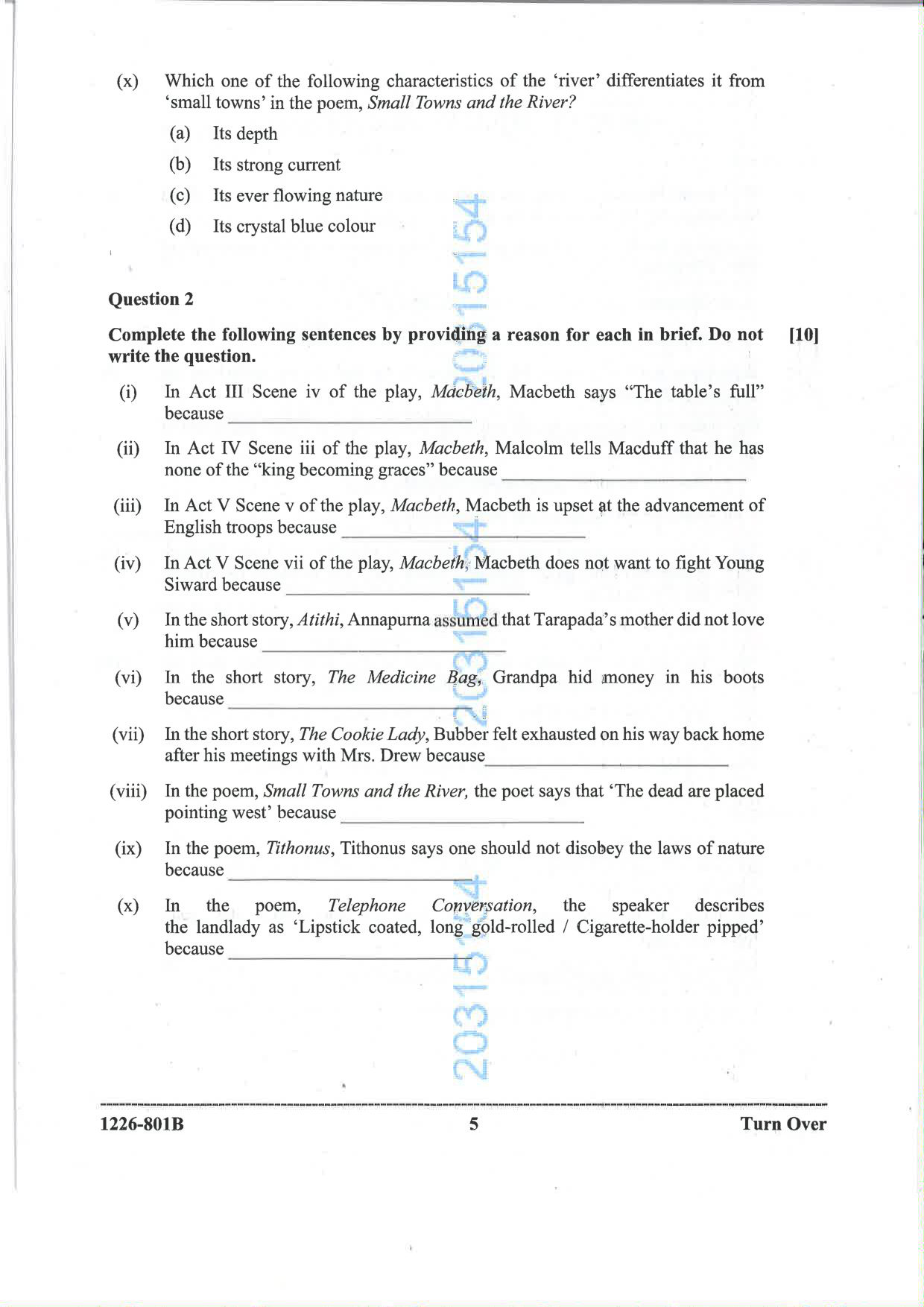 ISC 2026 English Literature Question Paper for Class 12 — page 5