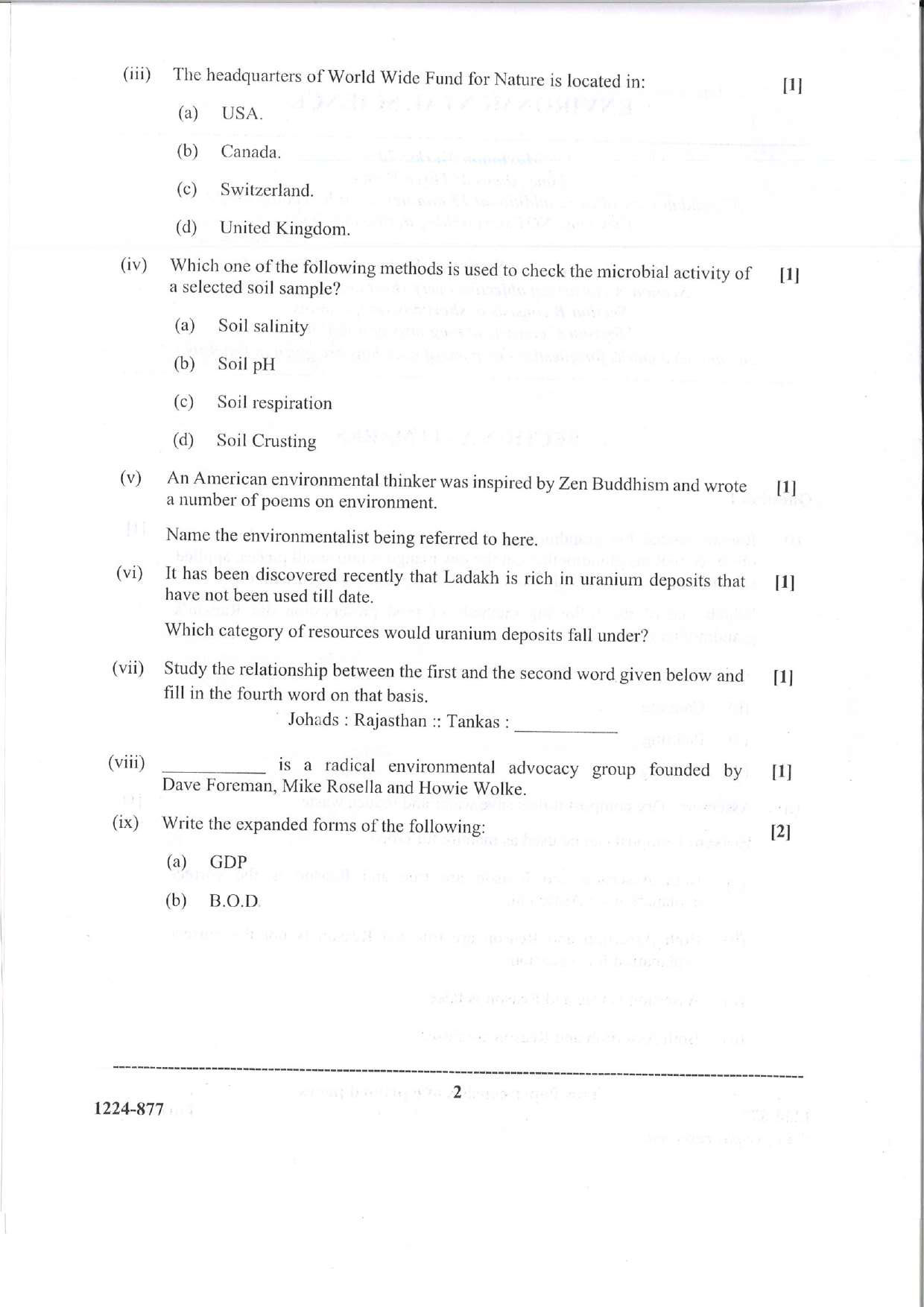 ISC 2024 Environmental Science Question Paper for Class 12 — page 2
