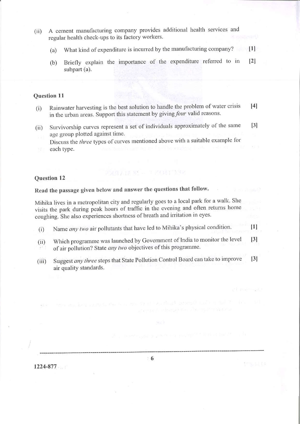 ISC 2024 Environmental Science Question Paper for Class 12 — page 6