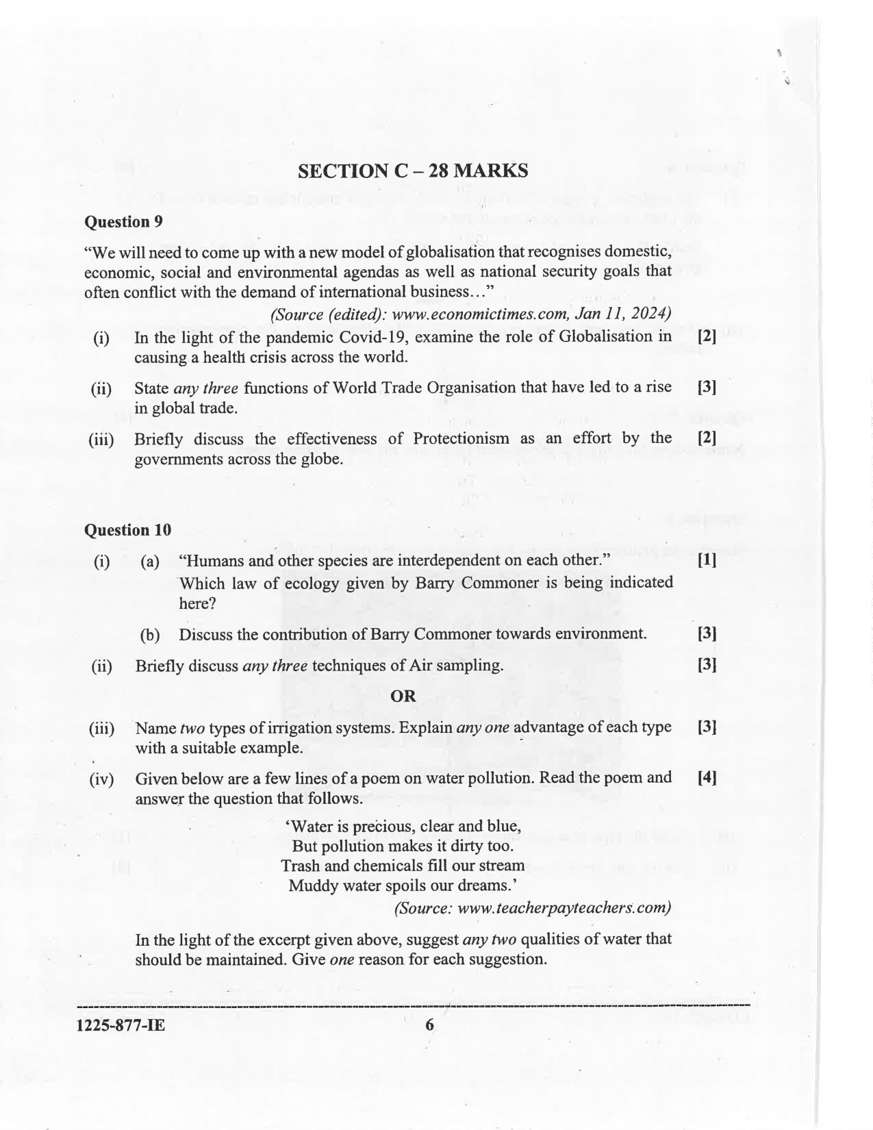 ISC 2025 Environmental Science Improvement Examination Question Paper for Class 12 — page 6