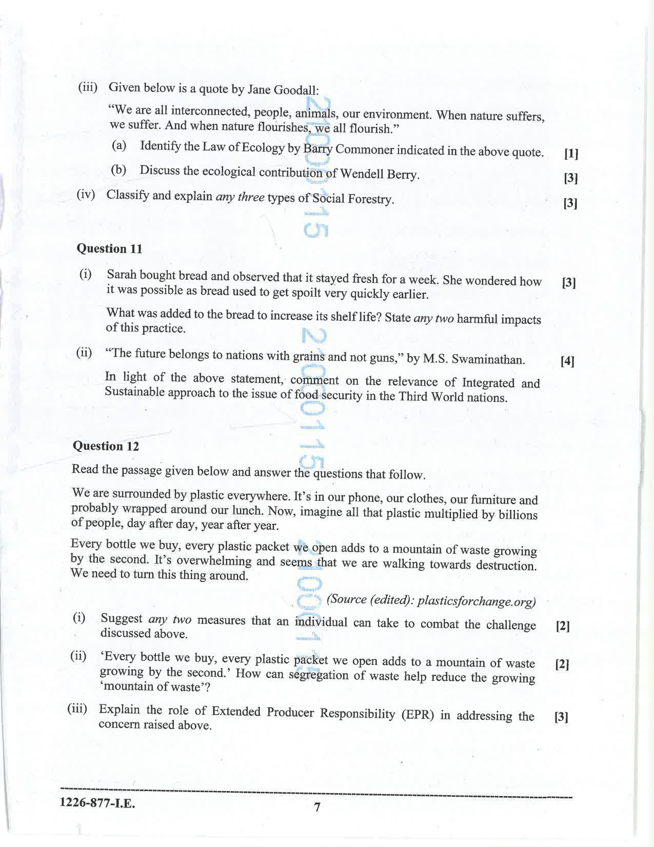ISC 2026 Environmental Science Improvement Examination Question Paper for Class 12 — page 7