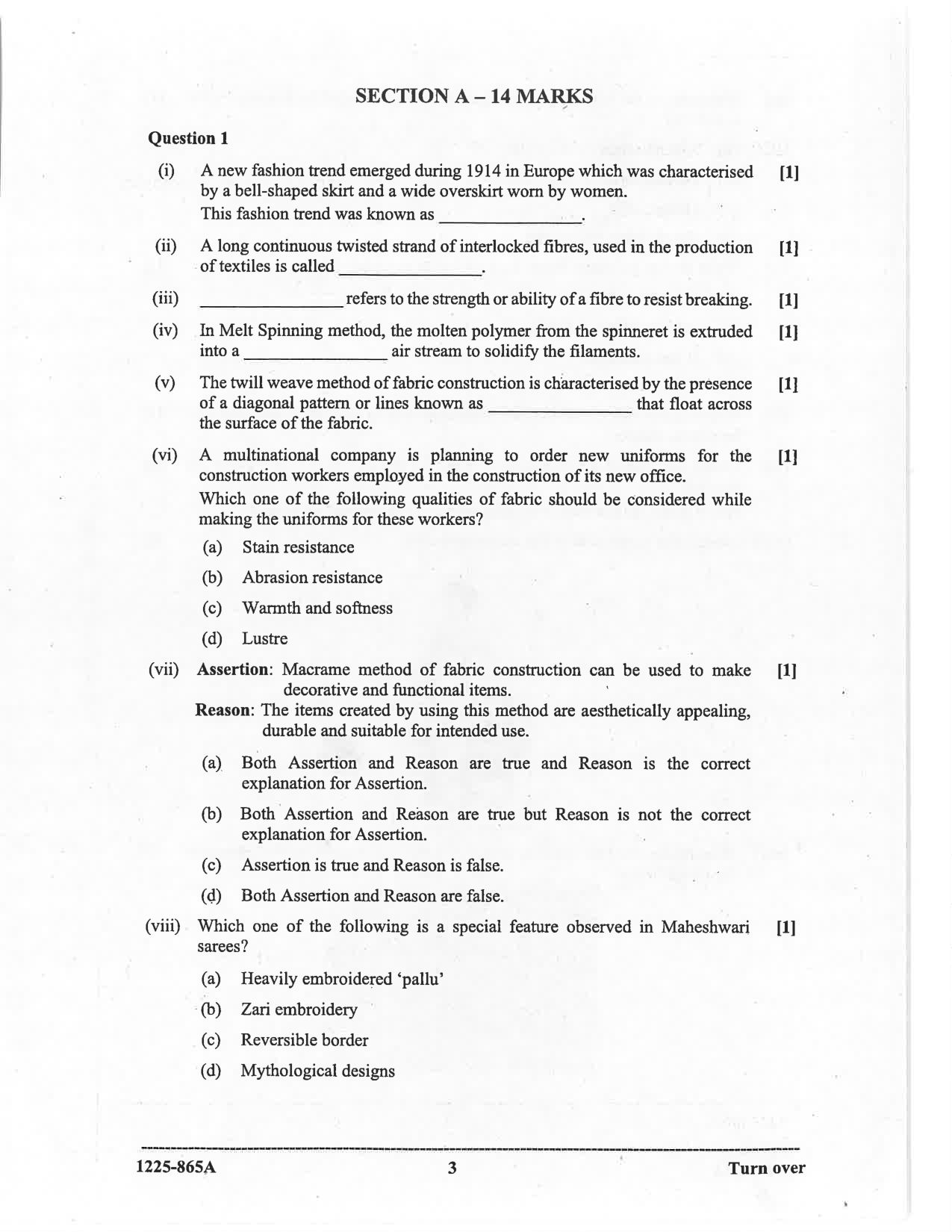 ISC 2025 Fashion Designing Question Paper for Class 12 — page 3