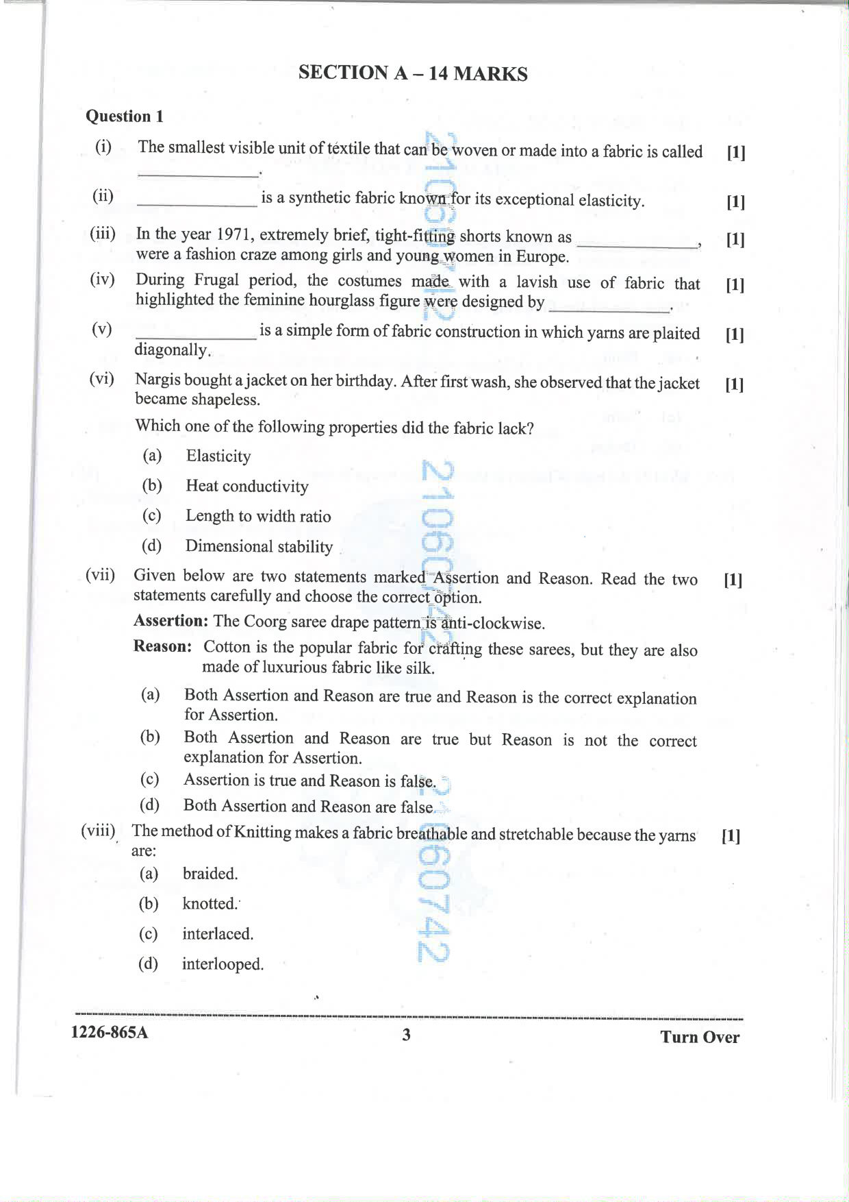 ISC 2026 Fashion Designing Question Paper for Class 12 — page 3
