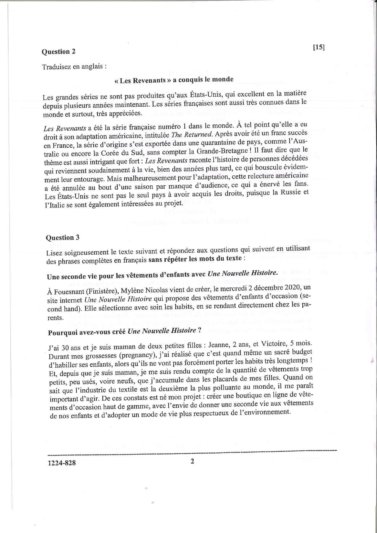ISC 2024 French Question Paper for Class 12 — page 2