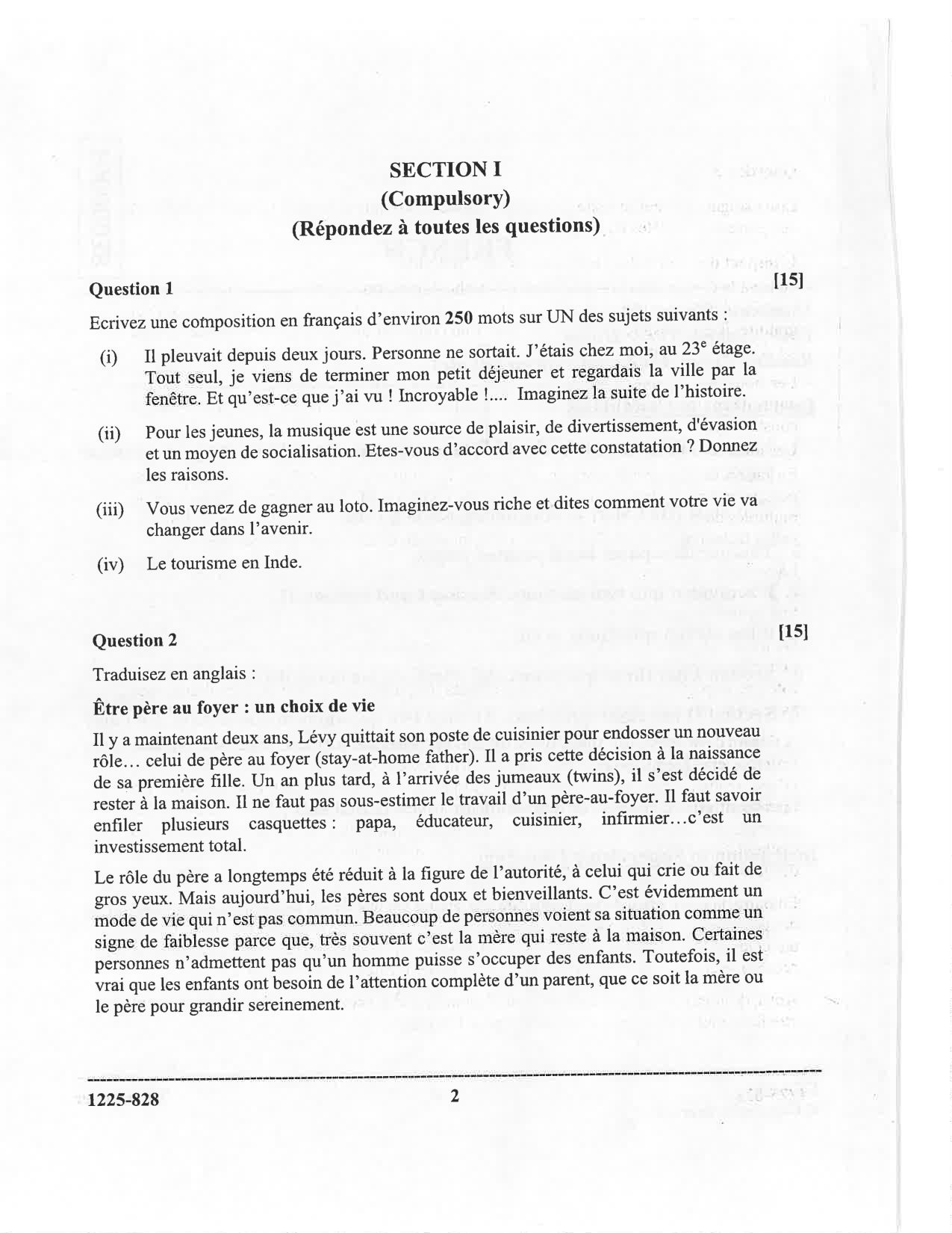 ISC 2025 French Question Paper for Class 12 — page 2