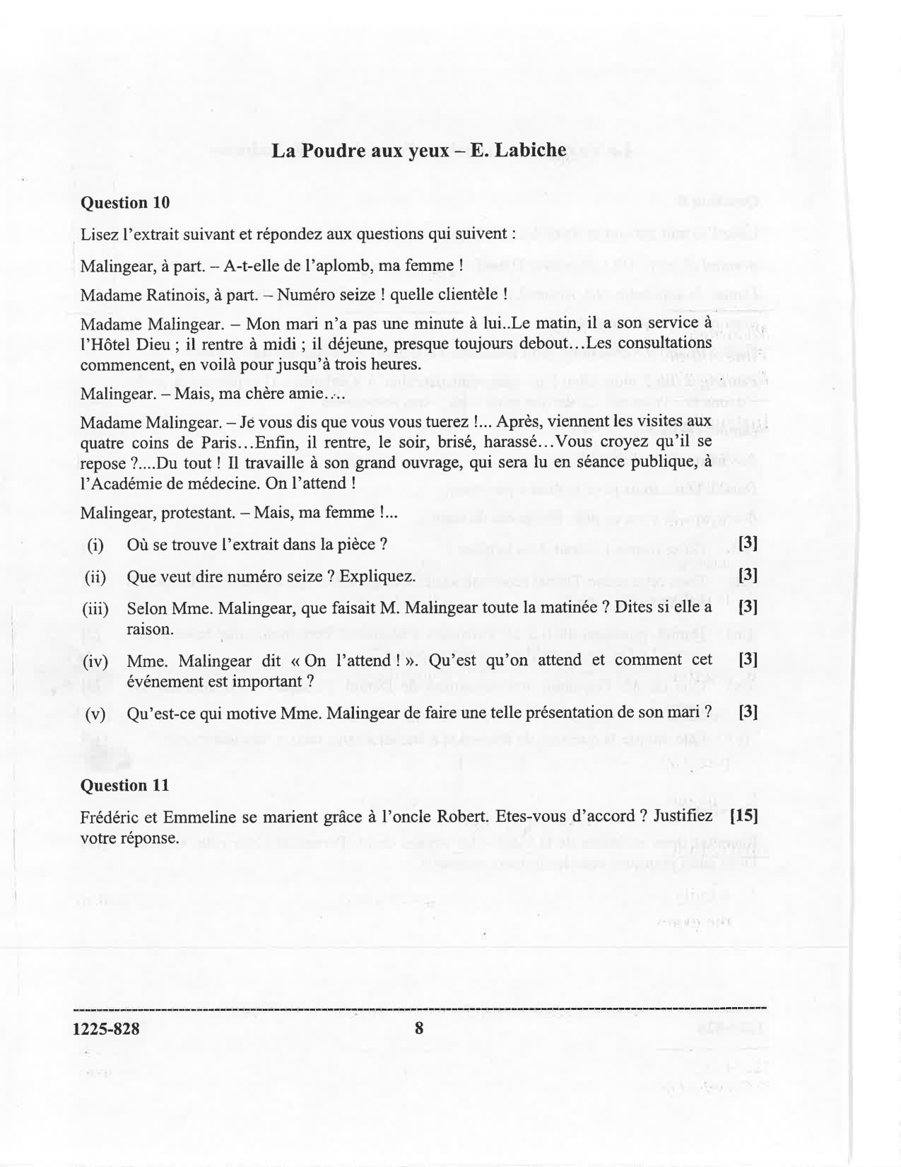 ISC 2025 French Question Paper for Class 12 — page 8
