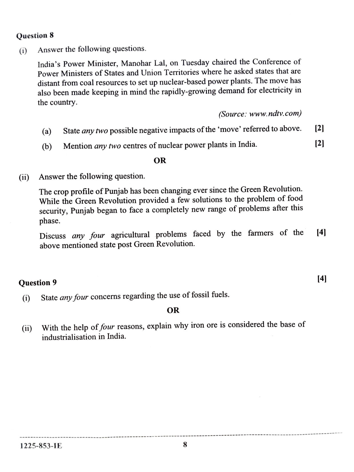 ISC 2025 Geography Improvement Examination Question Paper for Class 12 — page 8