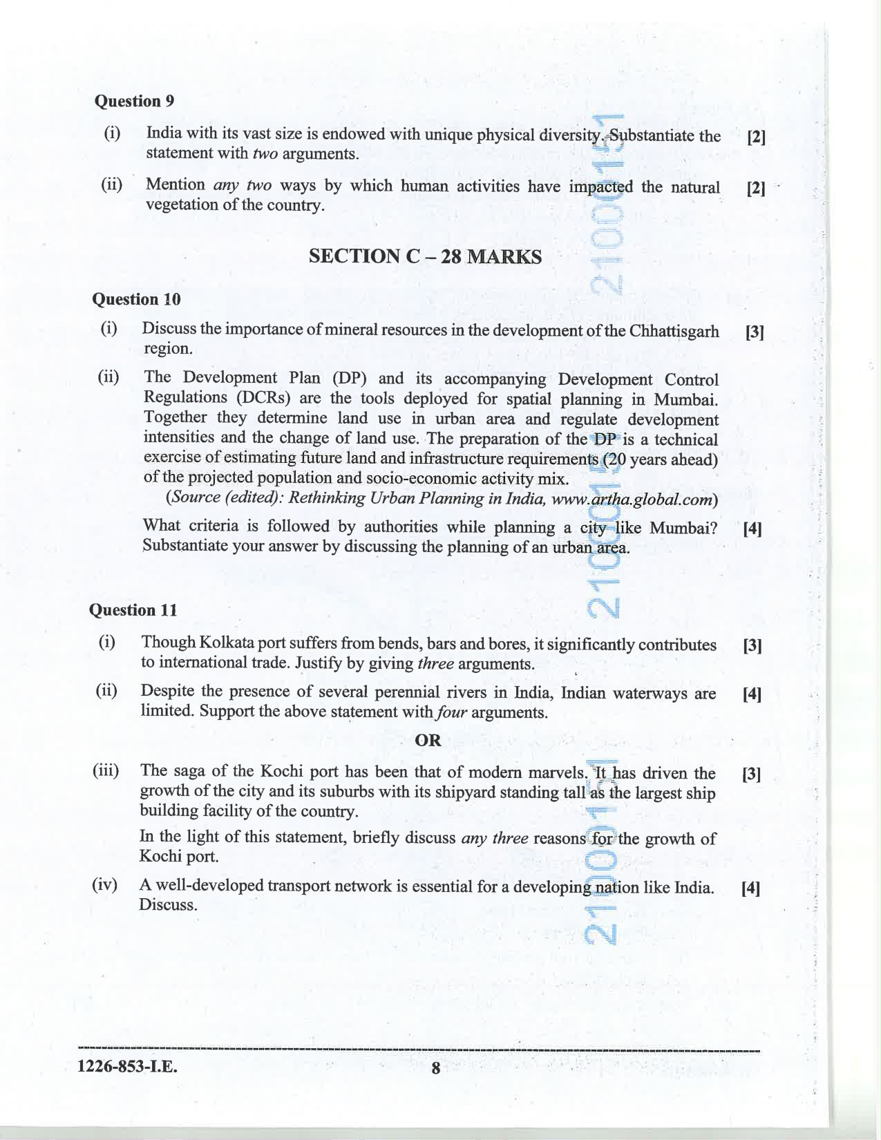 ISC 2026 Geography Improvement Examination Question Paper for Class 12 — page 8