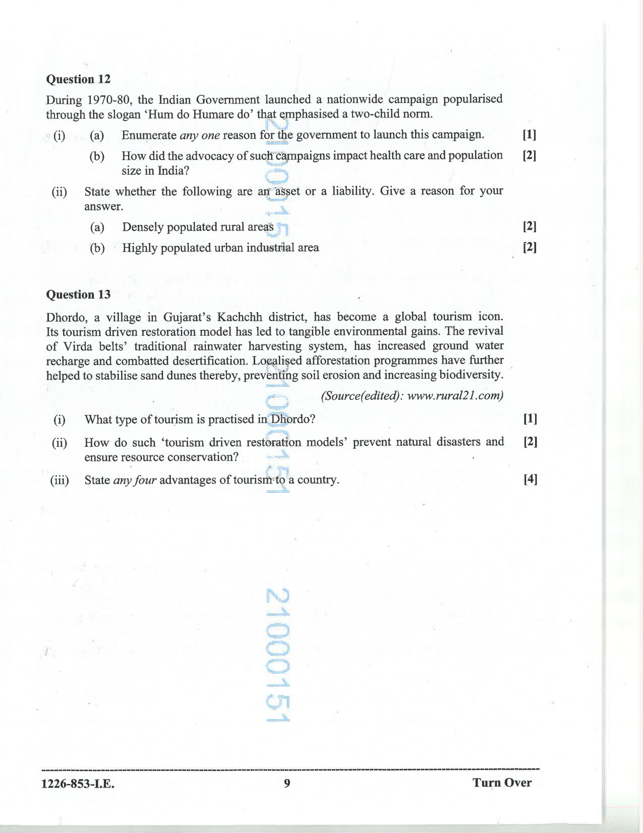 ISC 2026 Geography Improvement Examination Question Paper for Class 12 — page 9