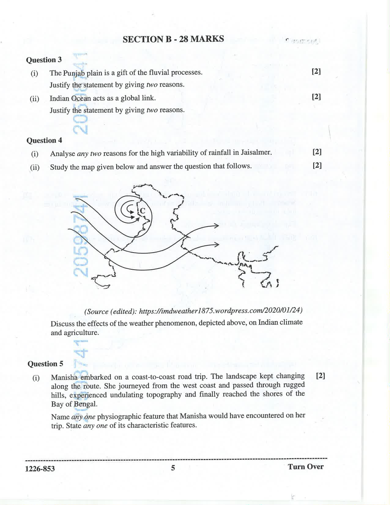 ISC 2026 Geography Question Paper for Class 12 — page 5