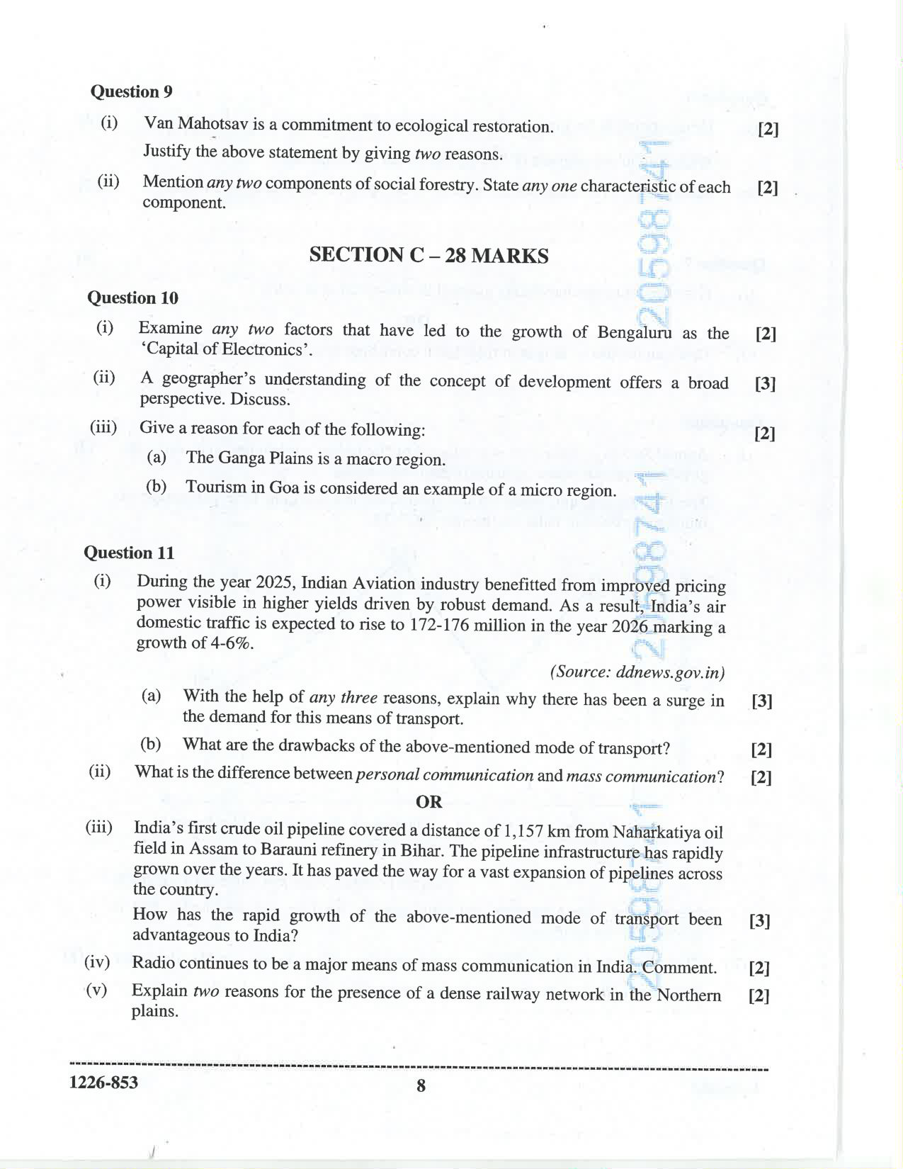 ISC 2026 Geography Question Paper for Class 12 — page 8