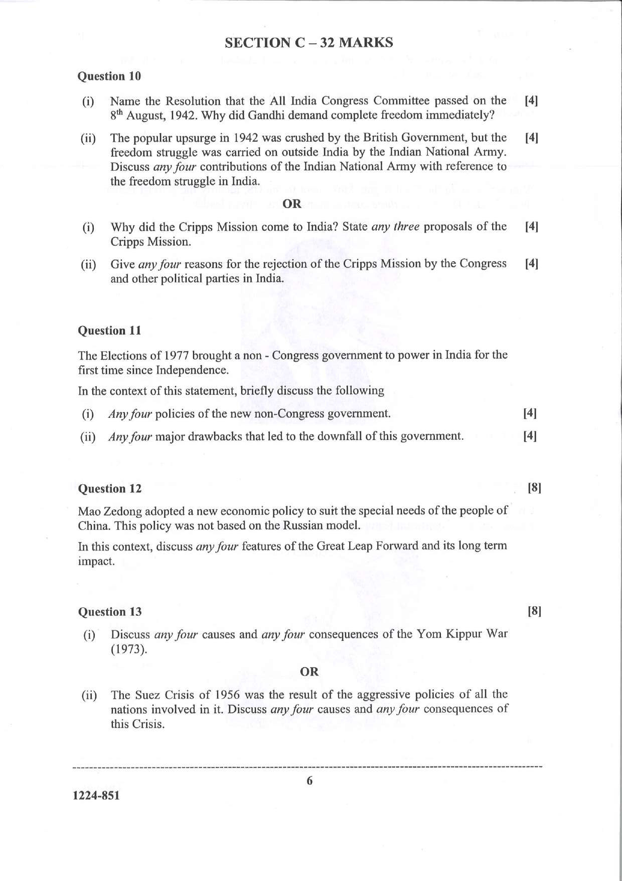 ISC 2024 History Question Paper for Class 12 — page 6