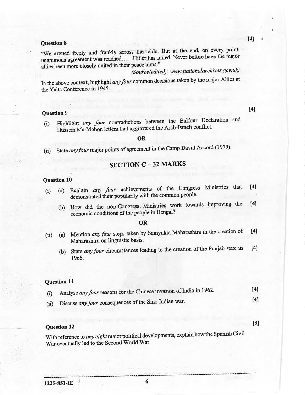 ISC 2025 History Improvement Examination Question Paper for Class 12 — page 6