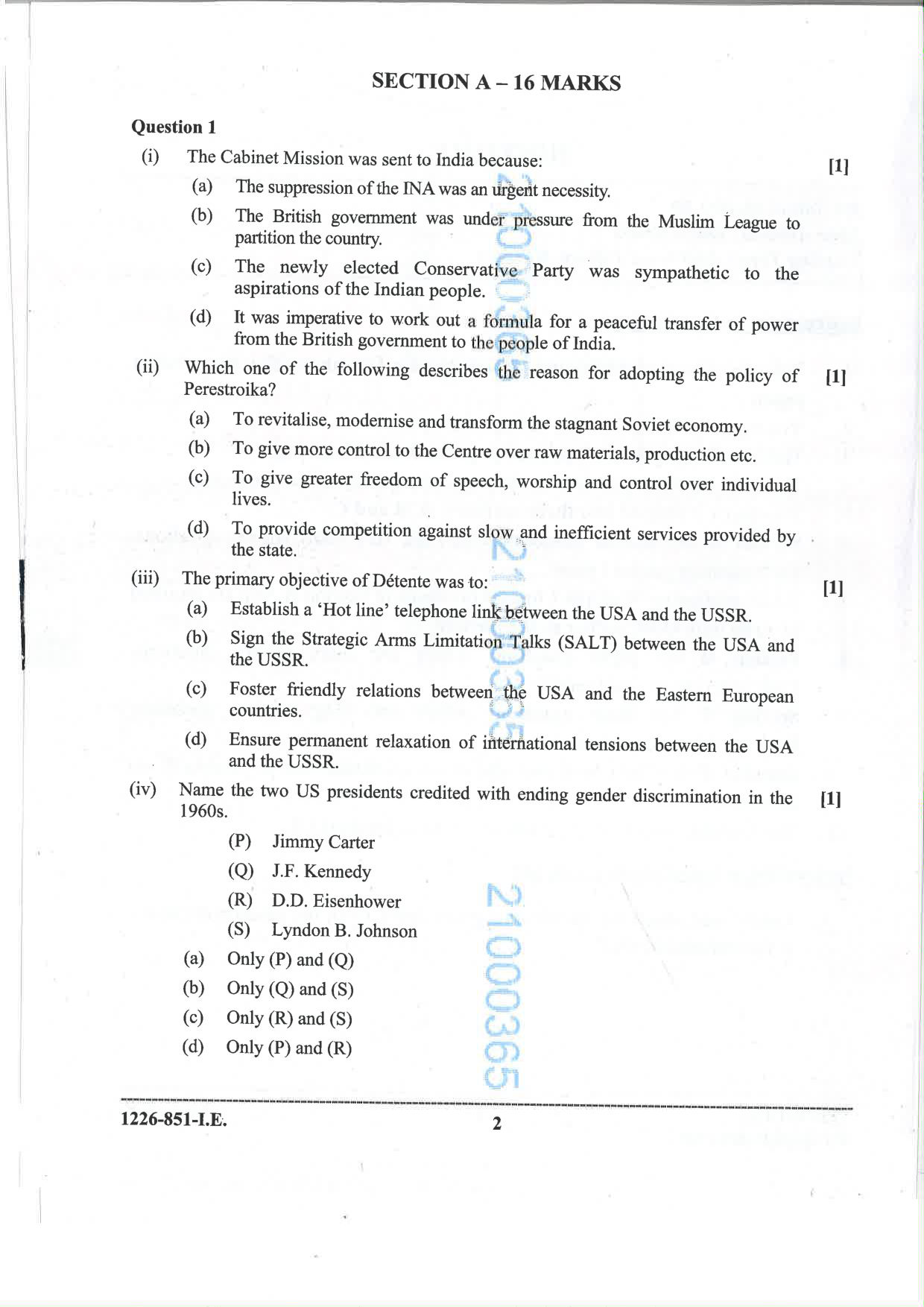 ISC 2026 History Improvement Examination Question Paper for Class 12 — page 2