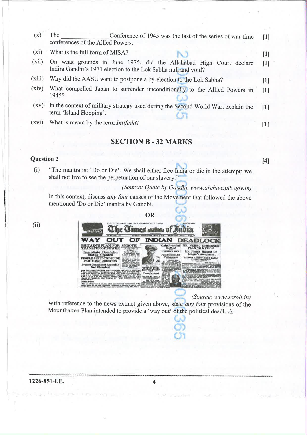 ISC 2026 History Improvement Examination Question Paper for Class 12 — page 4