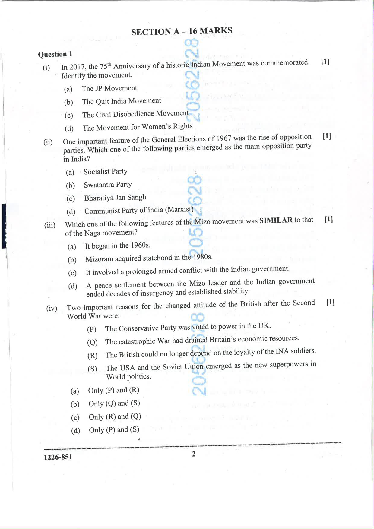 ISC 2026 History Question Paper for Class 12 — page 2