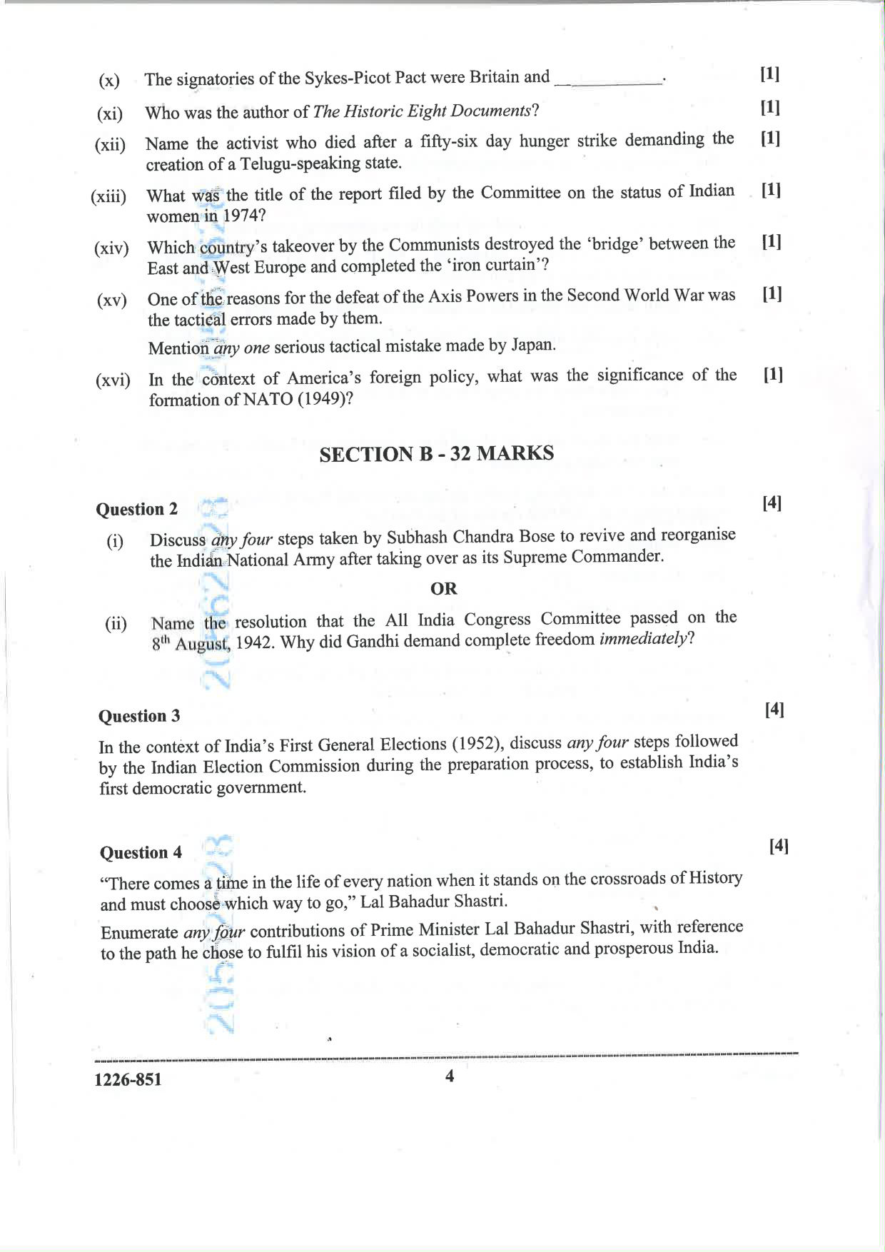 ISC 2026 History Question Paper for Class 12 — page 4