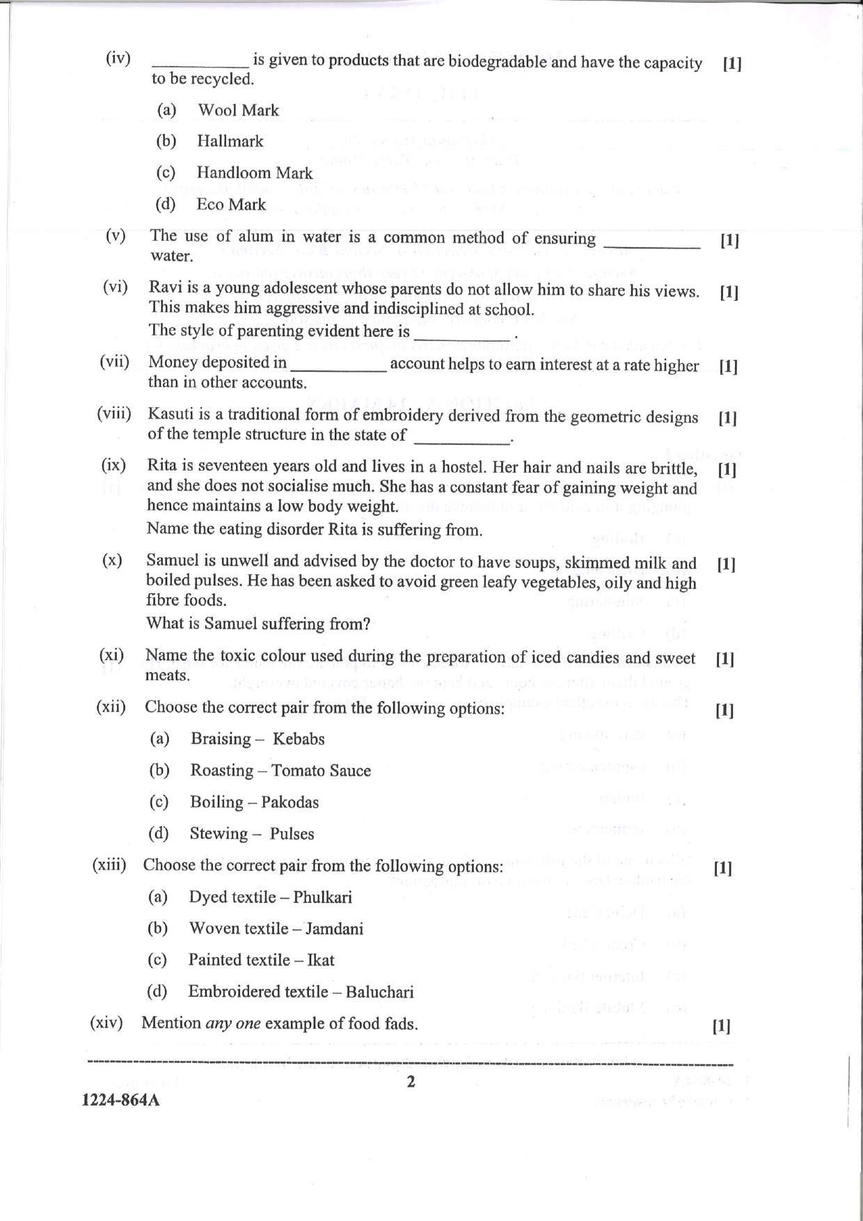 ISC 2024 Home Science Question Paper for Class 12 — page 2
